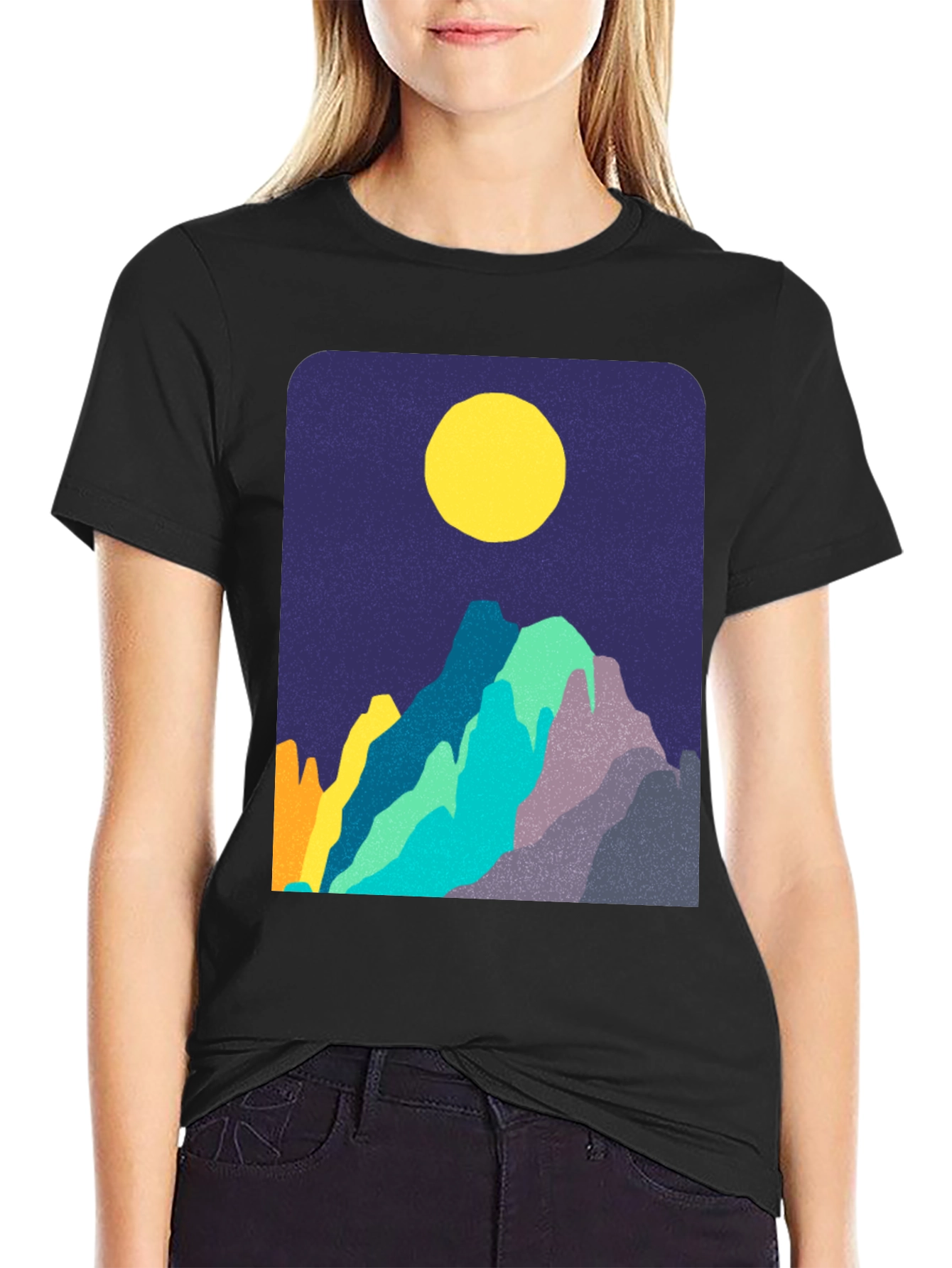 Abstract Mountain Scene Graphic T-Shirt
