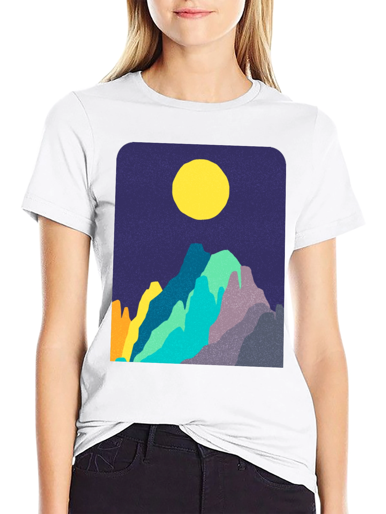 Abstract Mountain Scene Graphic T-Shirt