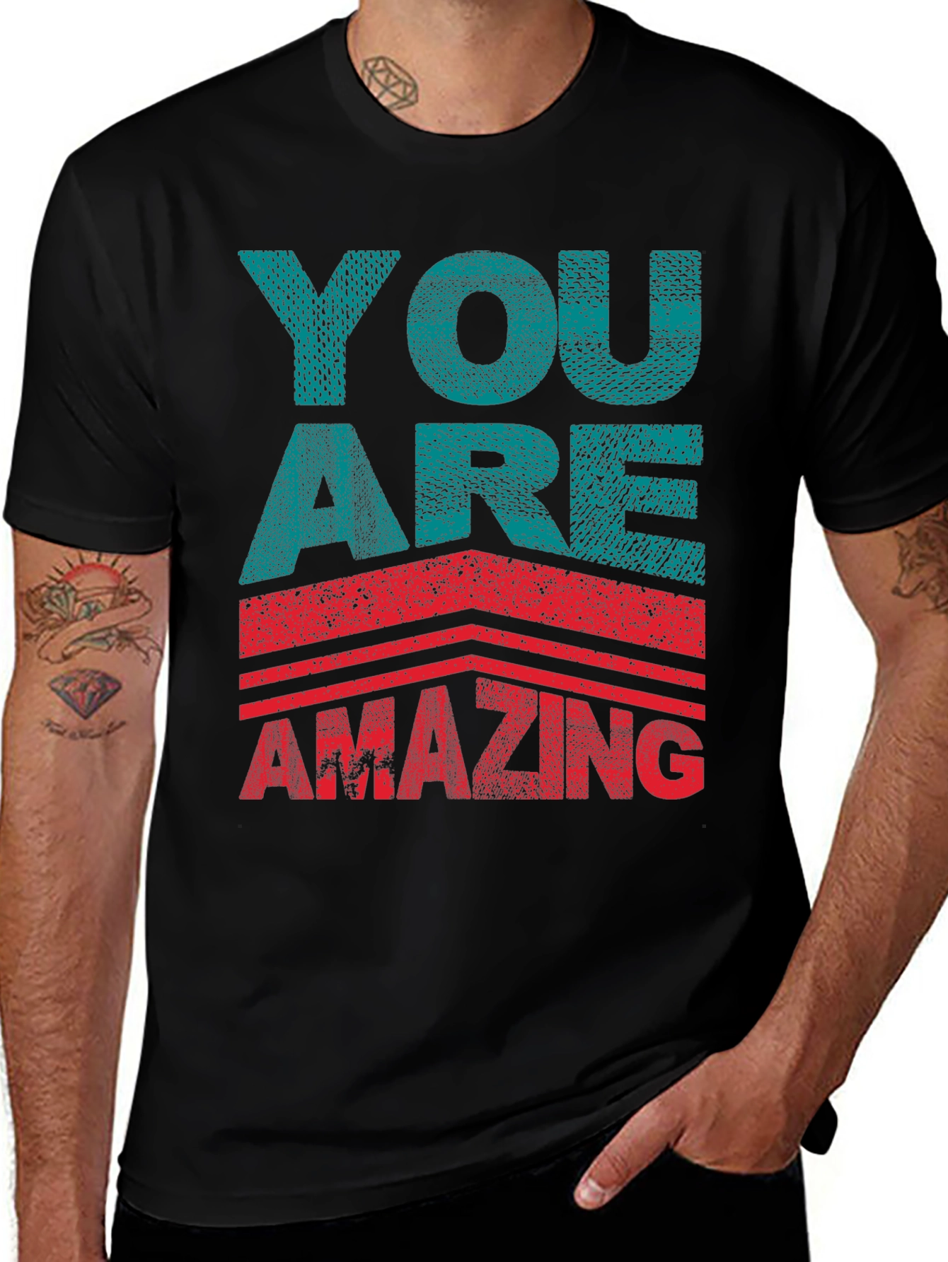 You Are Amazing Graphic Print Black T-Shirt