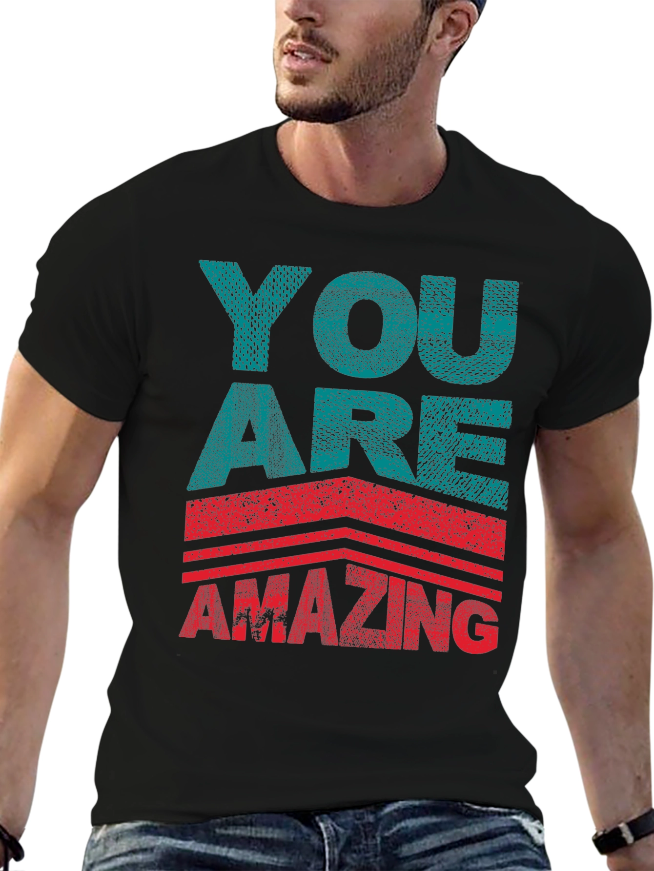 You Are Amazing Graphic Print Black T-Shirt
