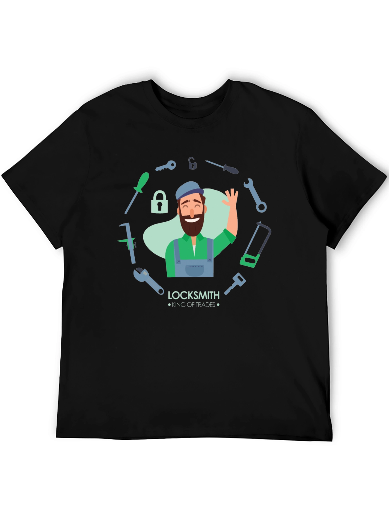 Locksmith King of Trades Black T-Shirt