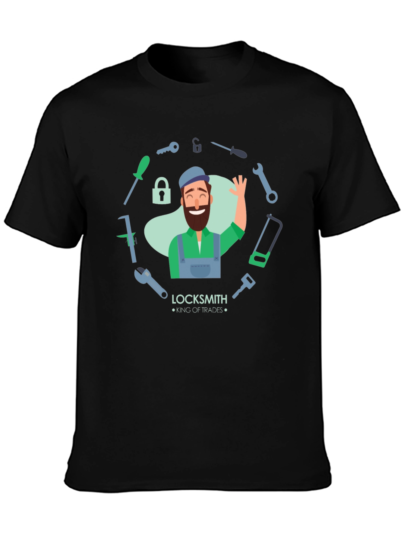 Locksmith King of Trades Black T-Shirt