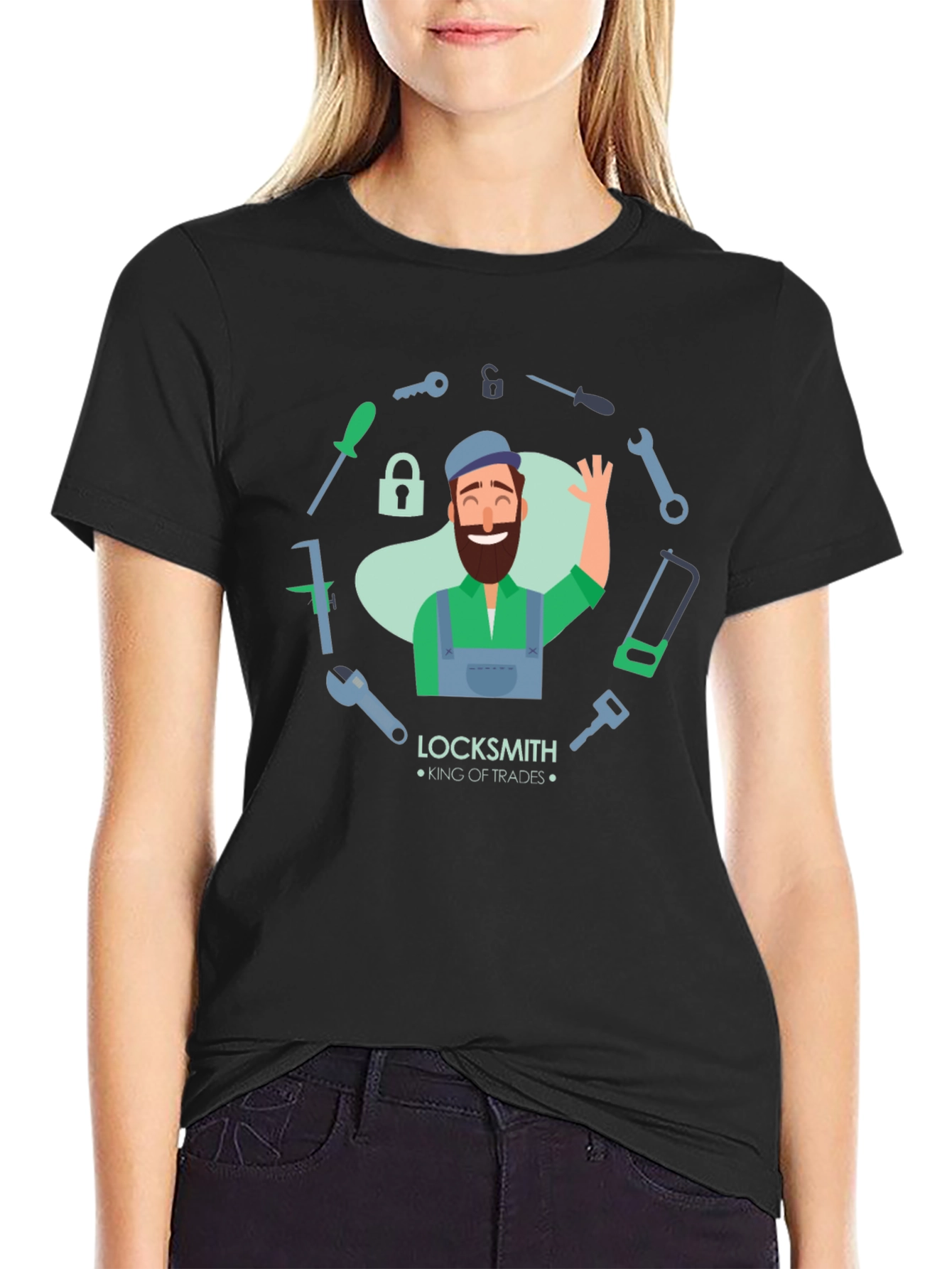 Locksmith King of Trades Black T-Shirt