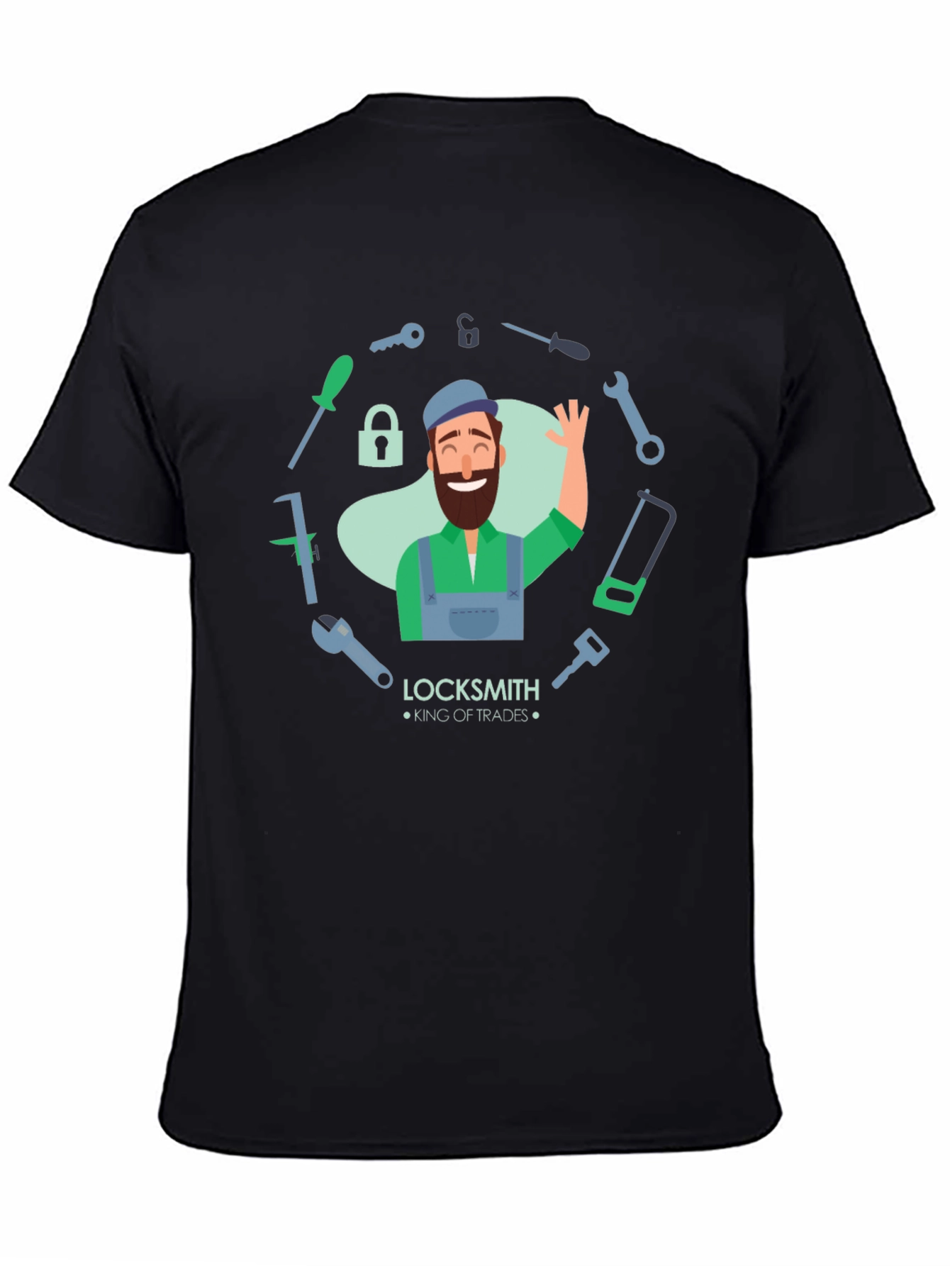Locksmith King of Trades Black T-Shirt