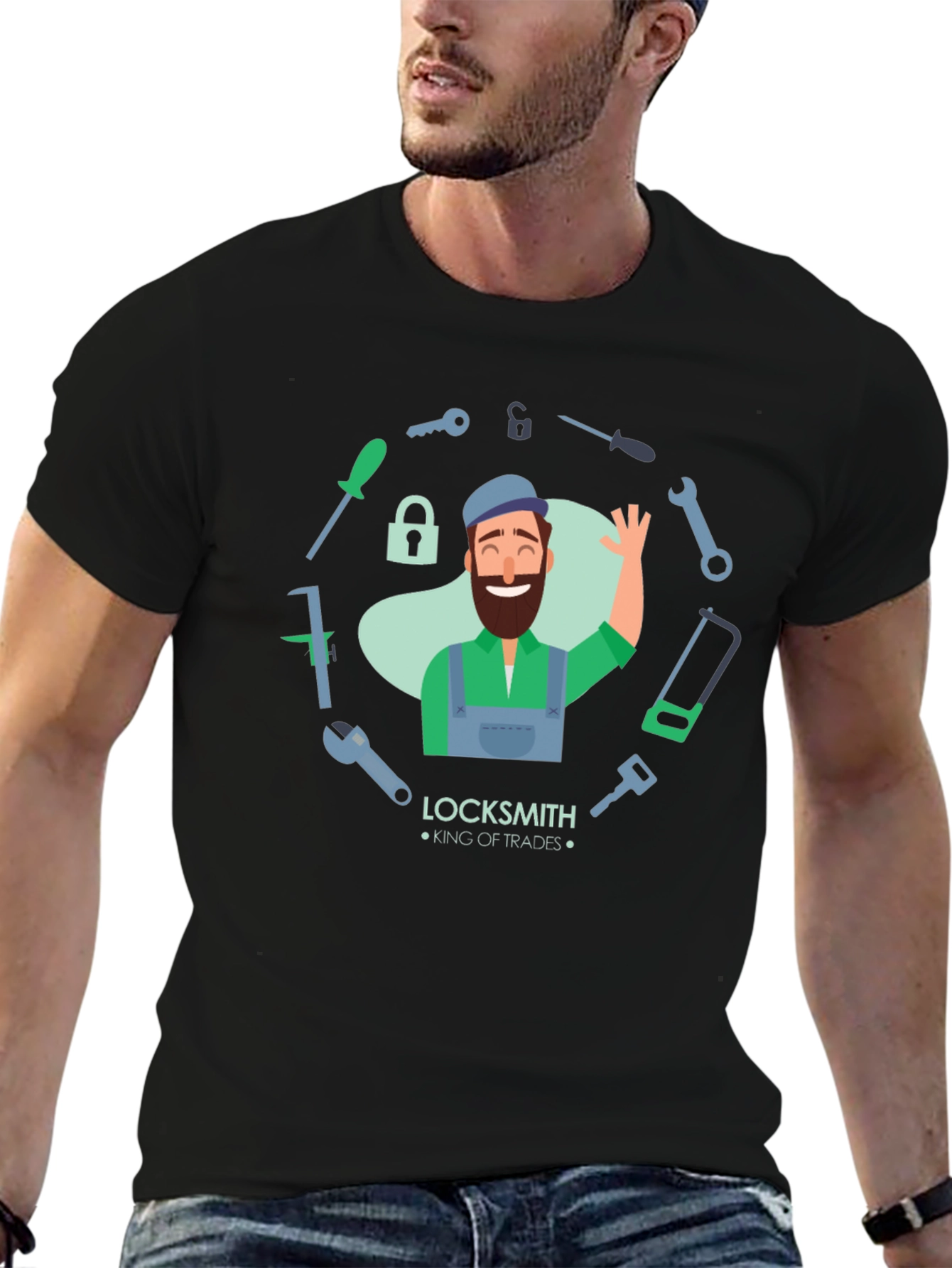 Locksmith King of Trades Black T-Shirt