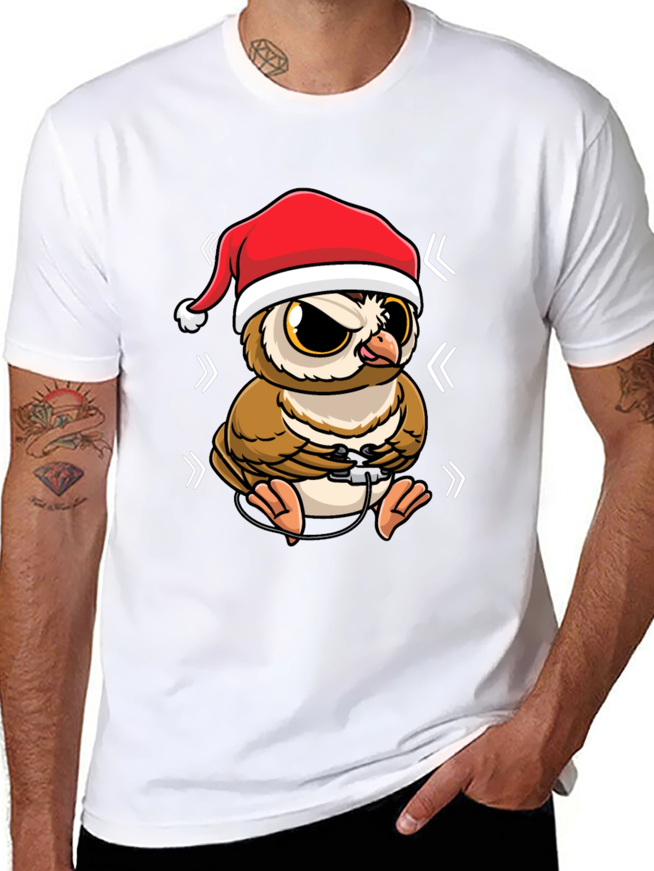 Gamer Owl Christmas T-Shirt - Holiday Fun
