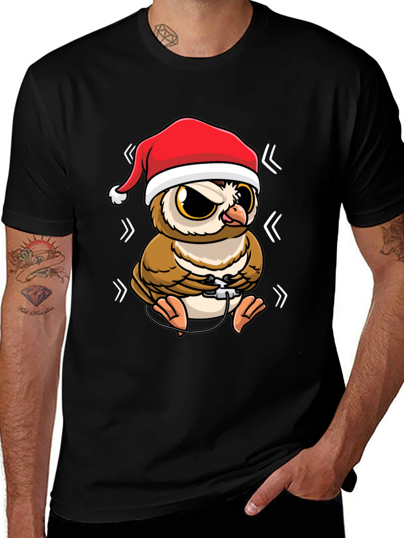 Gamer Owl Christmas T-Shirt - Holiday Fun