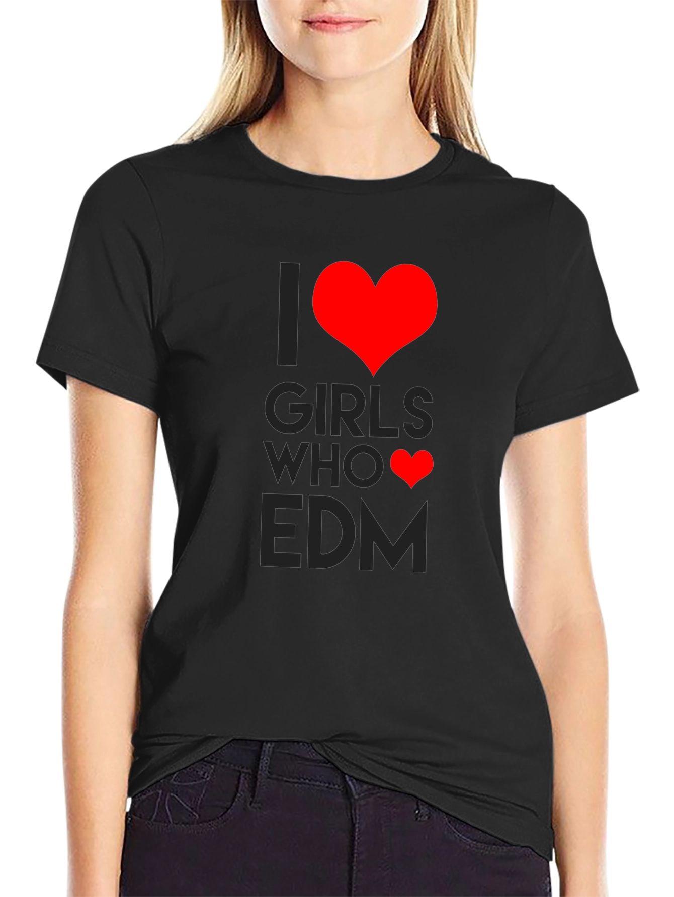 I Heart Girls Who EDM Black T-Shirt
