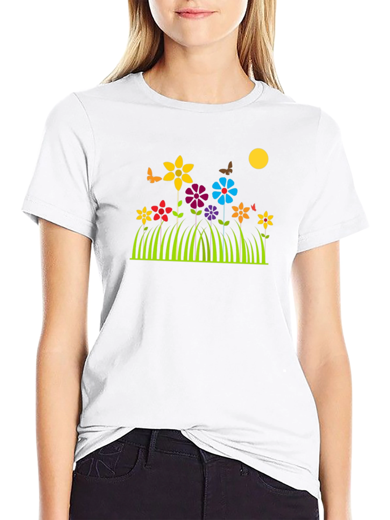 Floral Meadow Graphic T-Shirt - Black