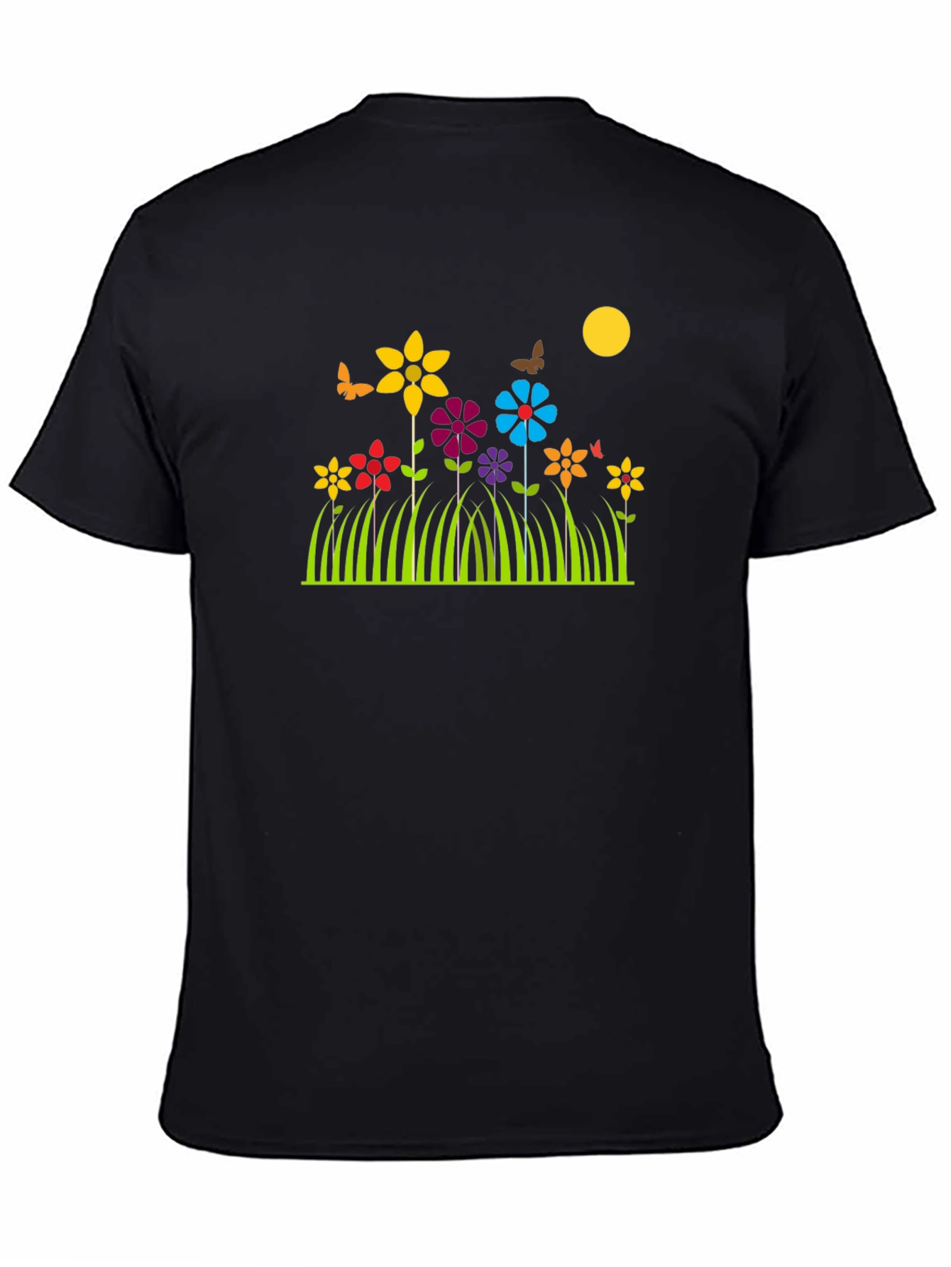Floral Meadow Graphic T-Shirt - Black