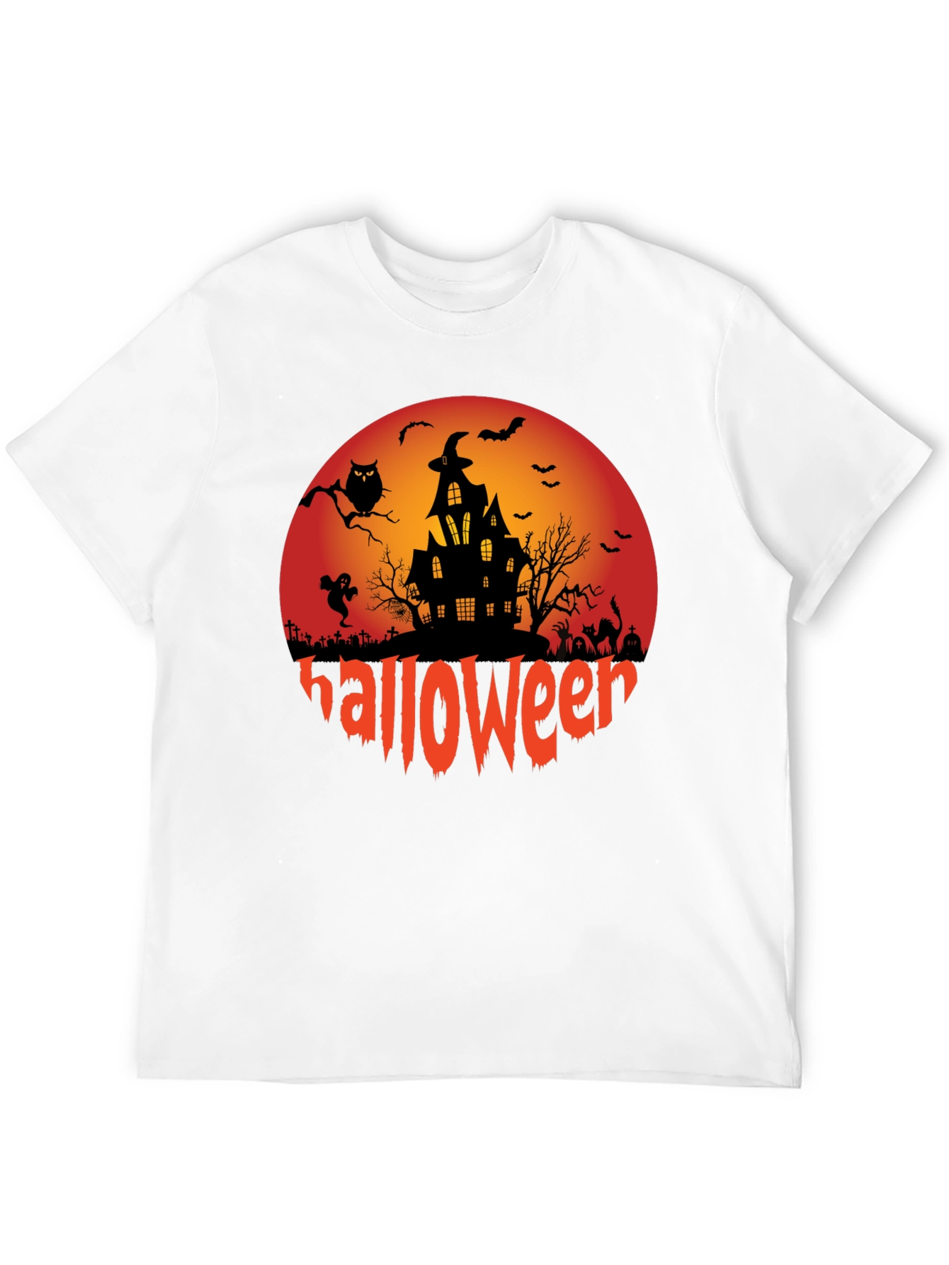 Halloween Graphic Tee - Spooky Design Black T-Shirt