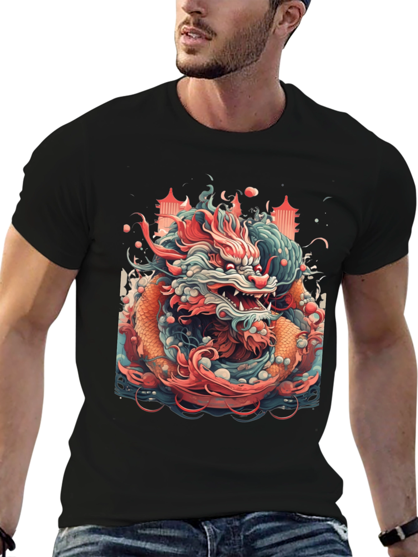 Dragon Graphic T-Shirt - Bold Asian Design