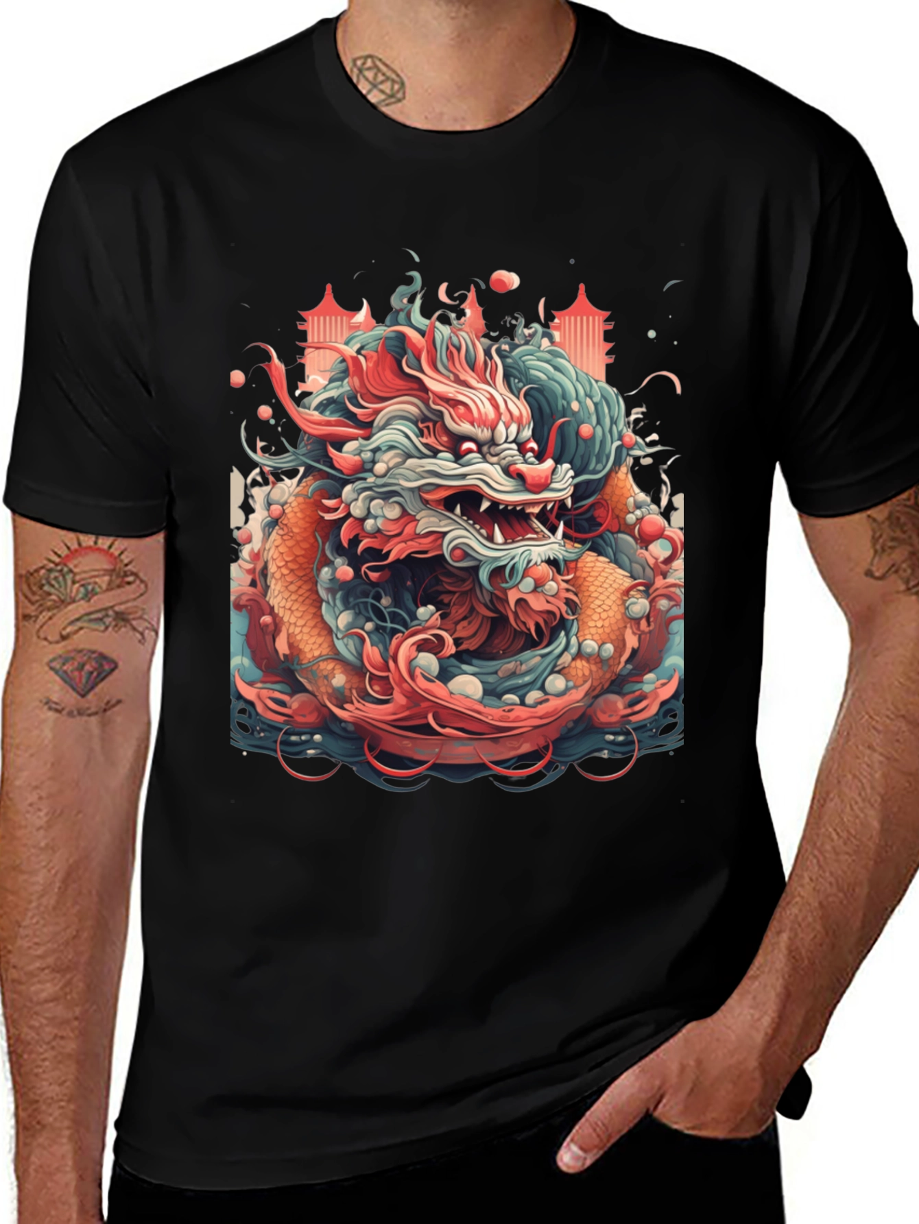 Dragon Graphic T-Shirt - Bold Asian Design