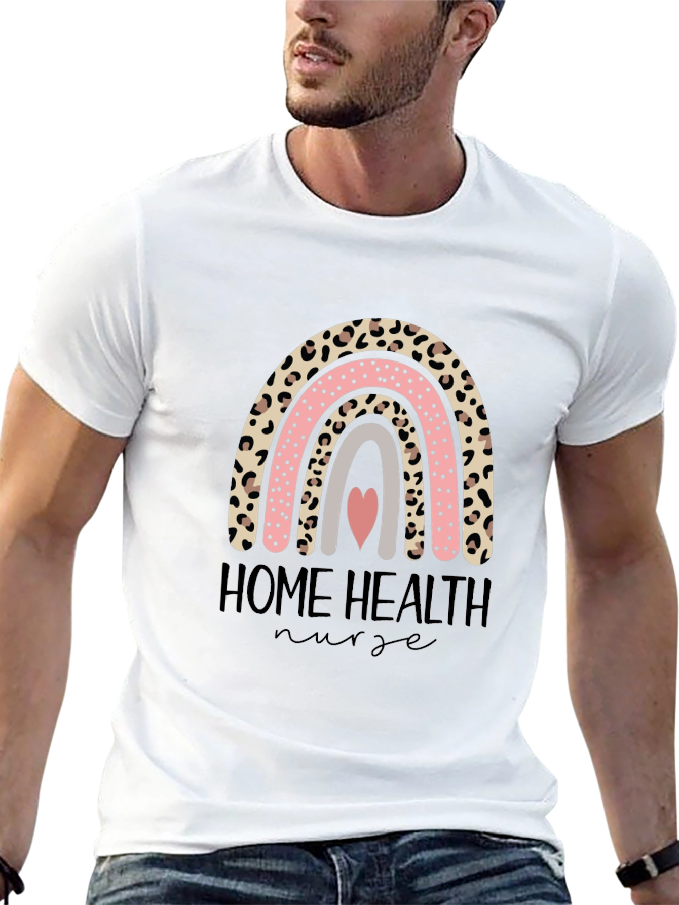 Home Health Nurse Rainbow Graphic T-Shirt