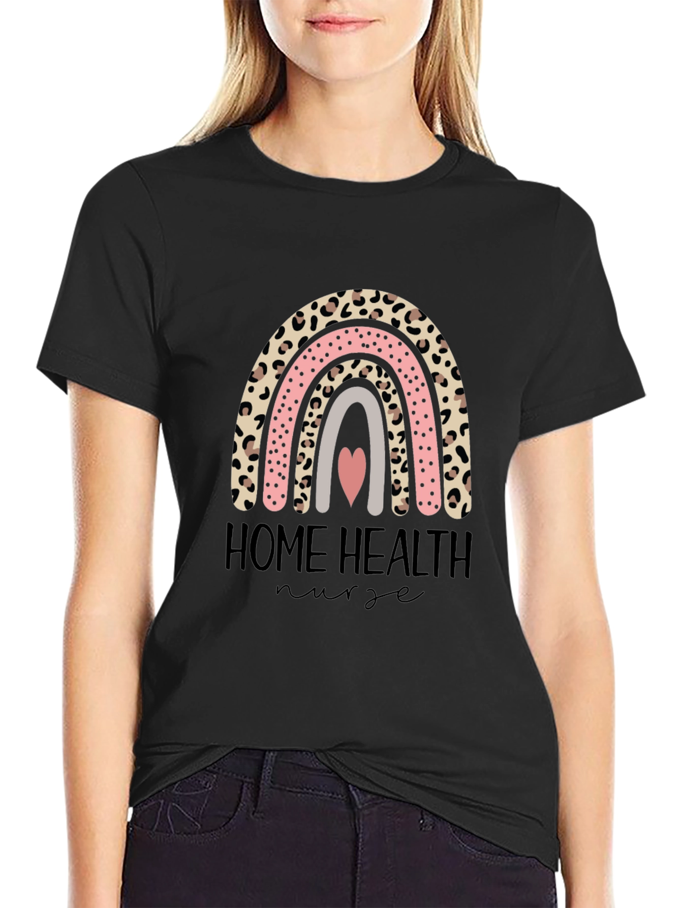 Home Health Nurse Rainbow Graphic T-Shirt