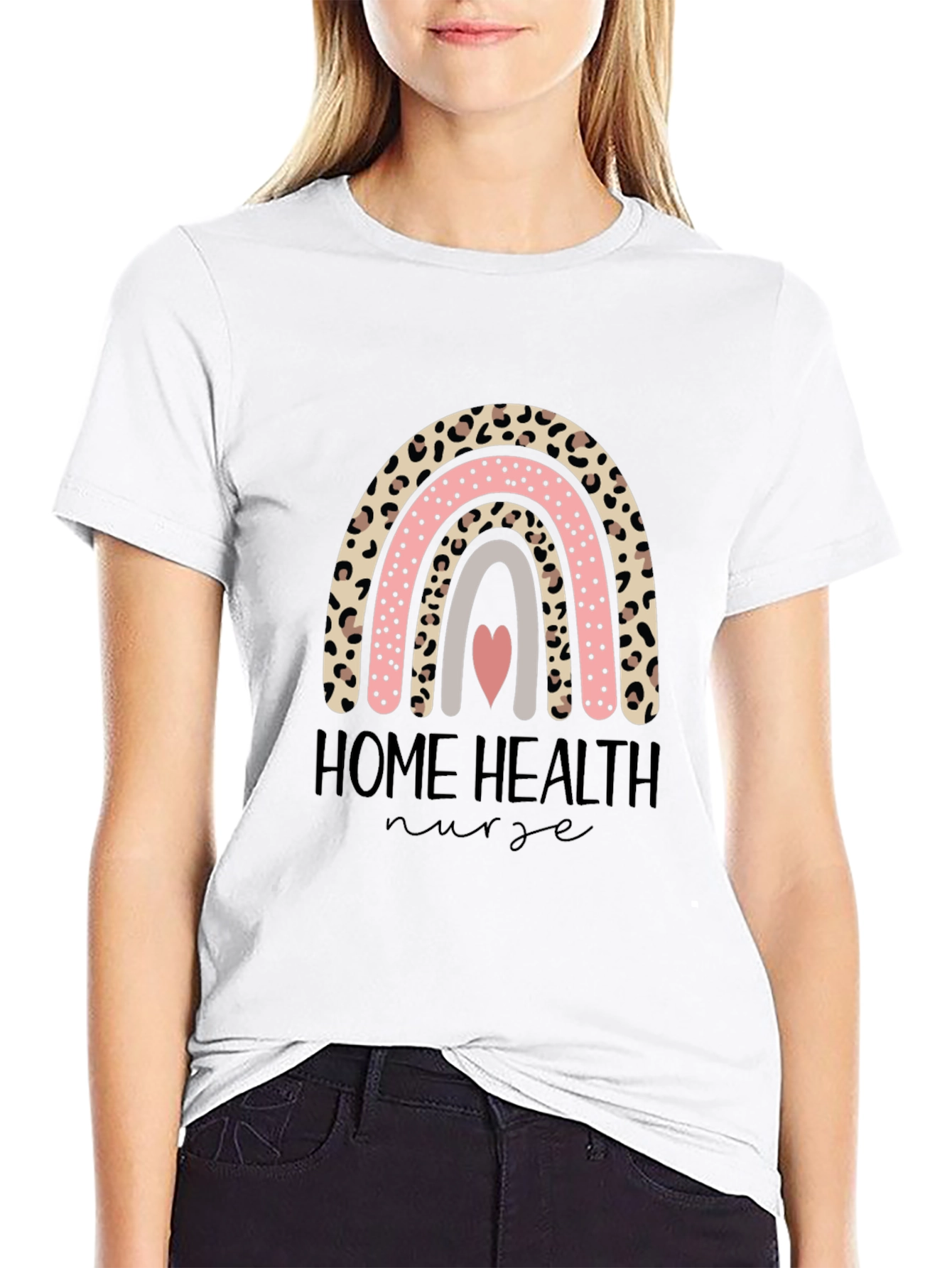Home Health Nurse Rainbow Graphic T-Shirt