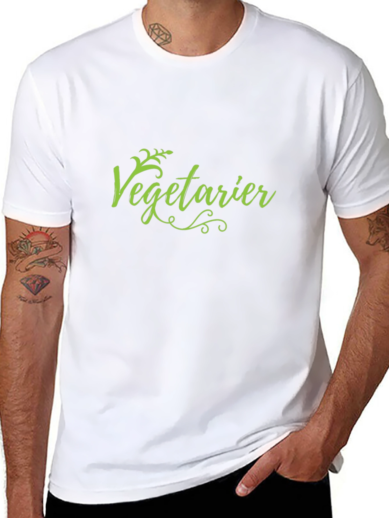 Vegetarier Green Text Black T-Shirt