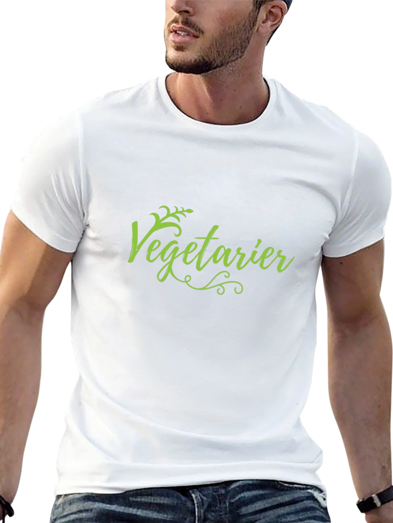 Vegetarier Green Text Black T-Shirt