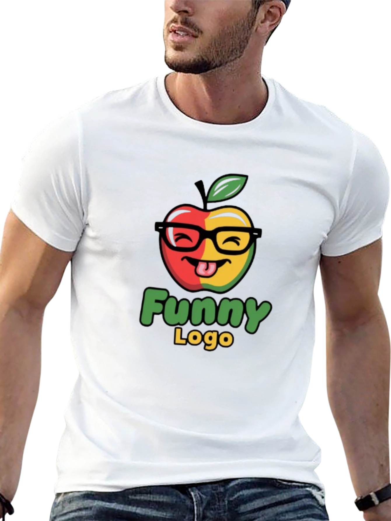 Funny Apple Logo Black T-Shirt