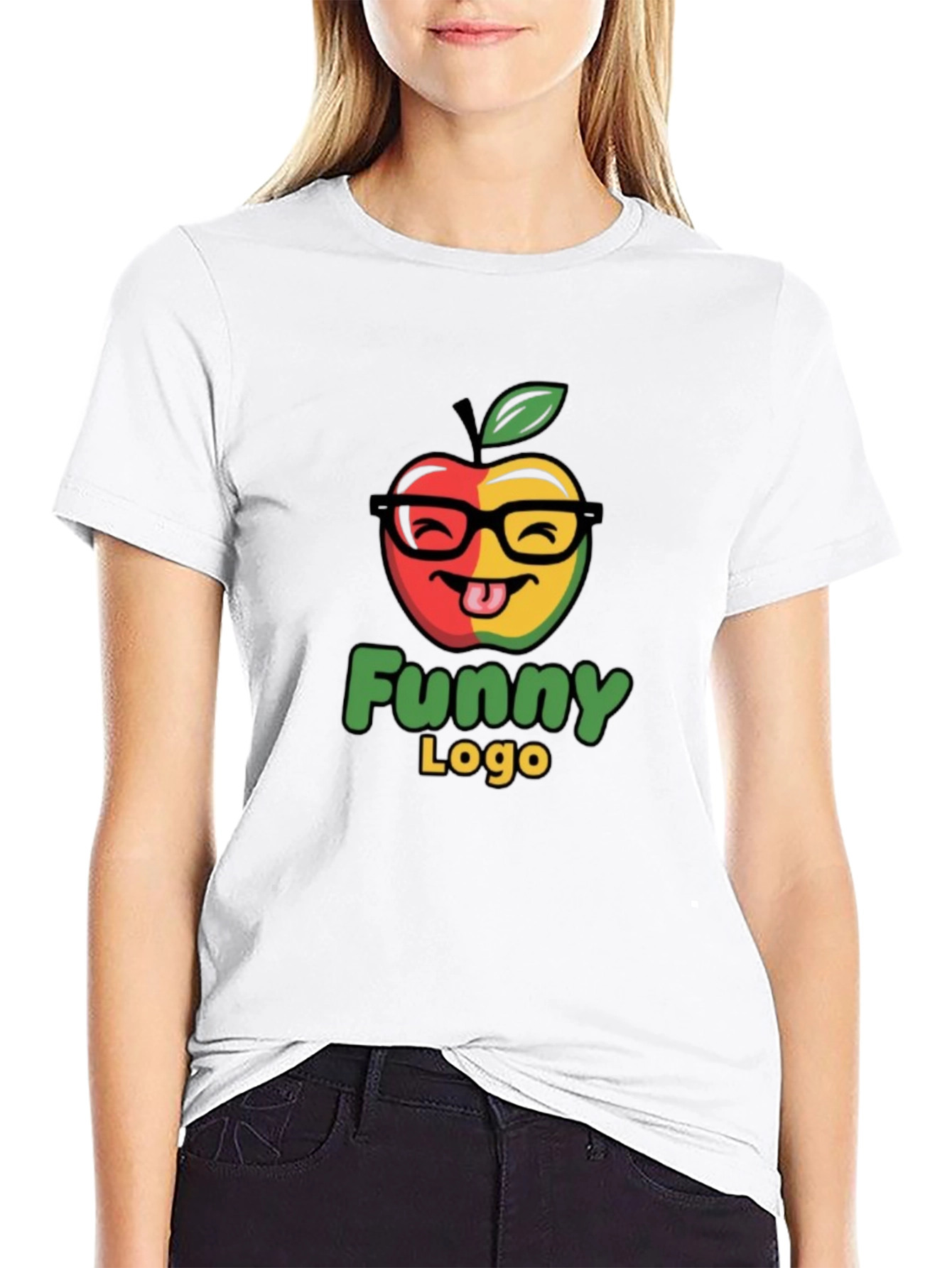 Funny Apple Logo Black T-Shirt