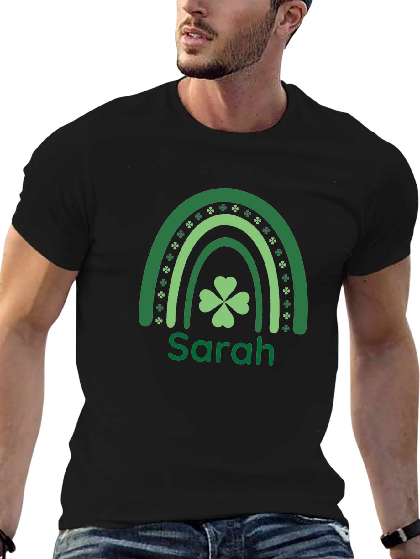 Sarahs St. Patricks Day Rainbow Clover Tee