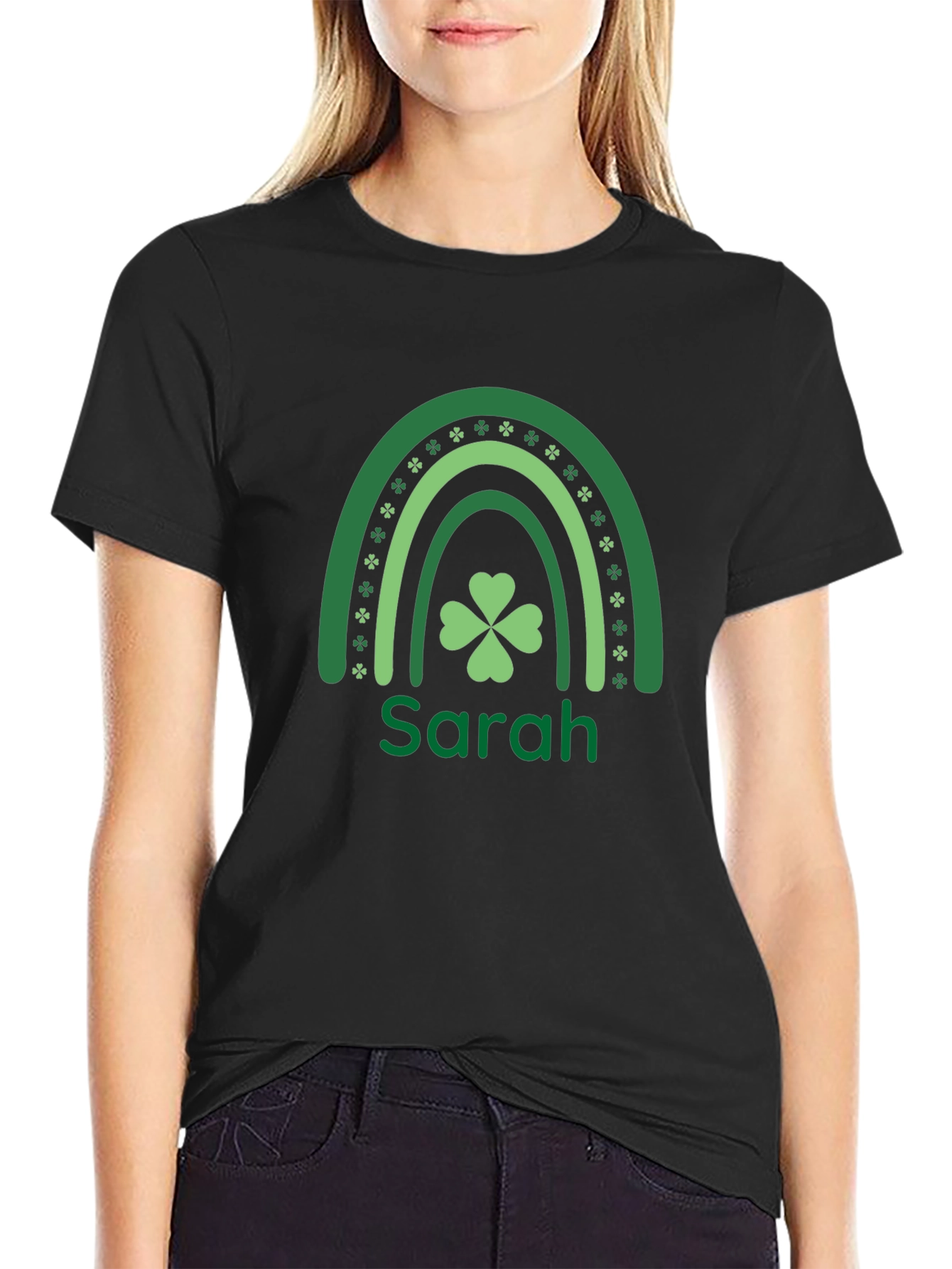 Sarahs St. Patricks Day Rainbow Clover Tee