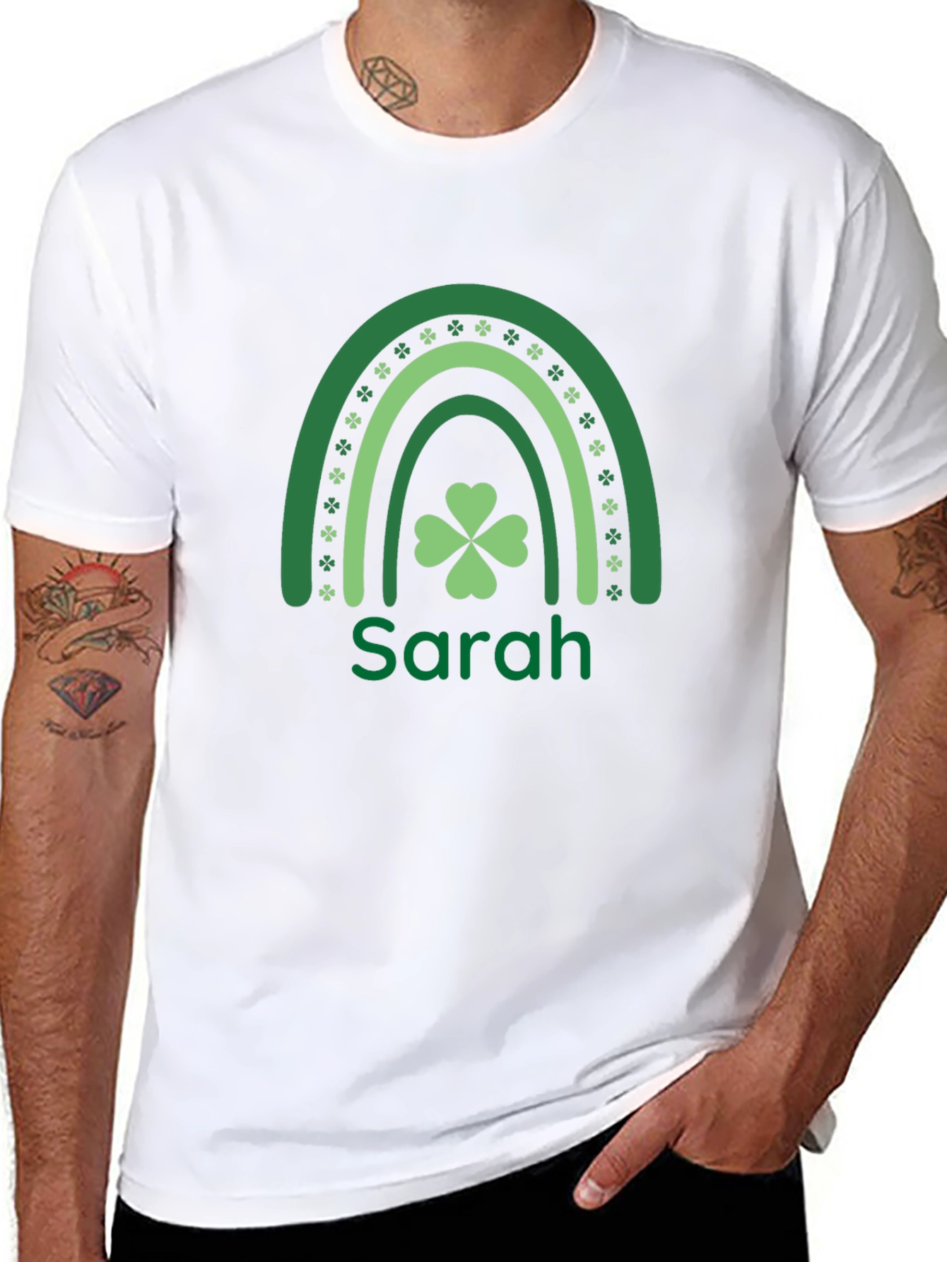 Sarahs St. Patricks Day Rainbow Clover Tee
