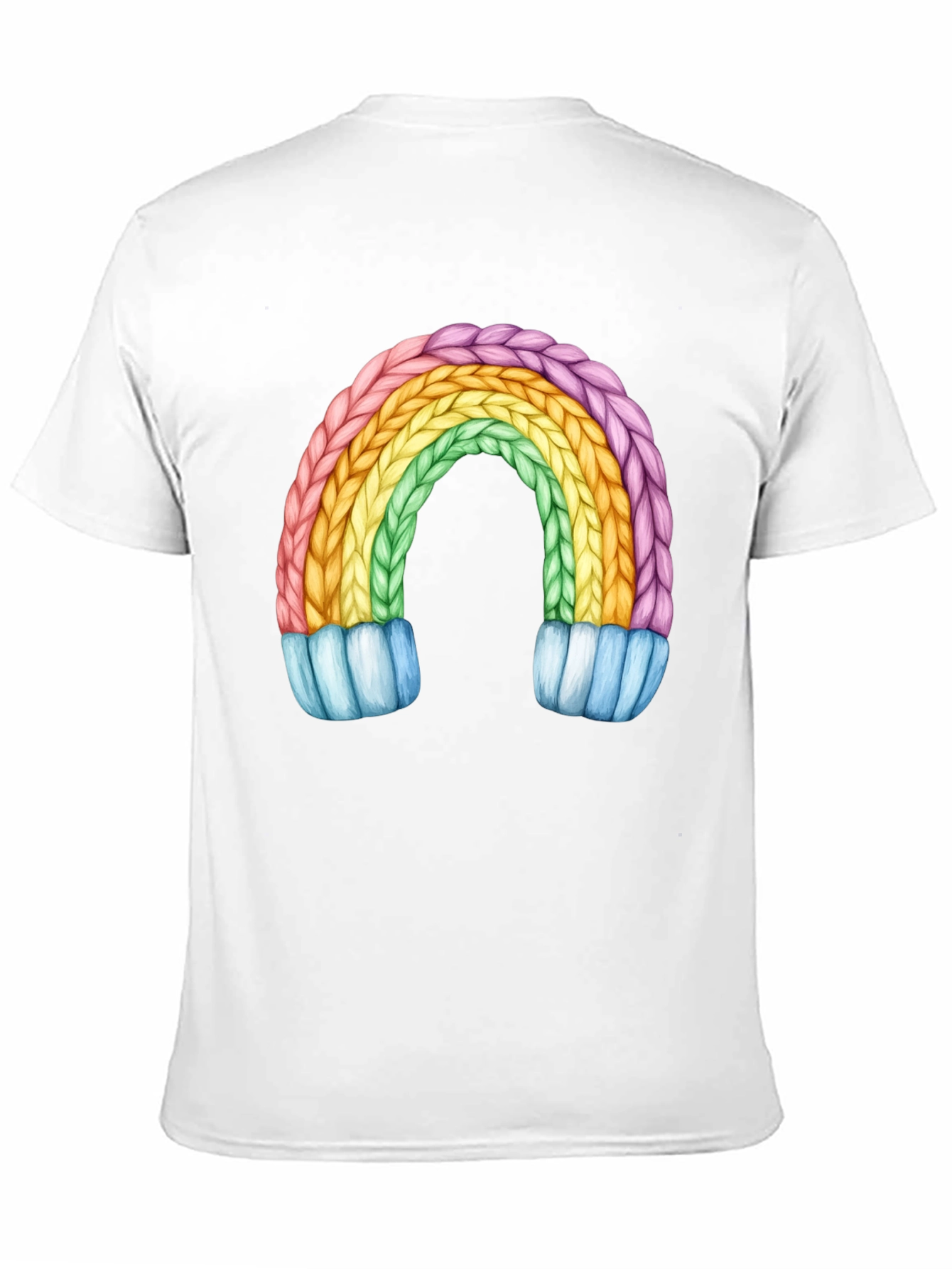 Rainbow Knit Design Black T-Shirt
