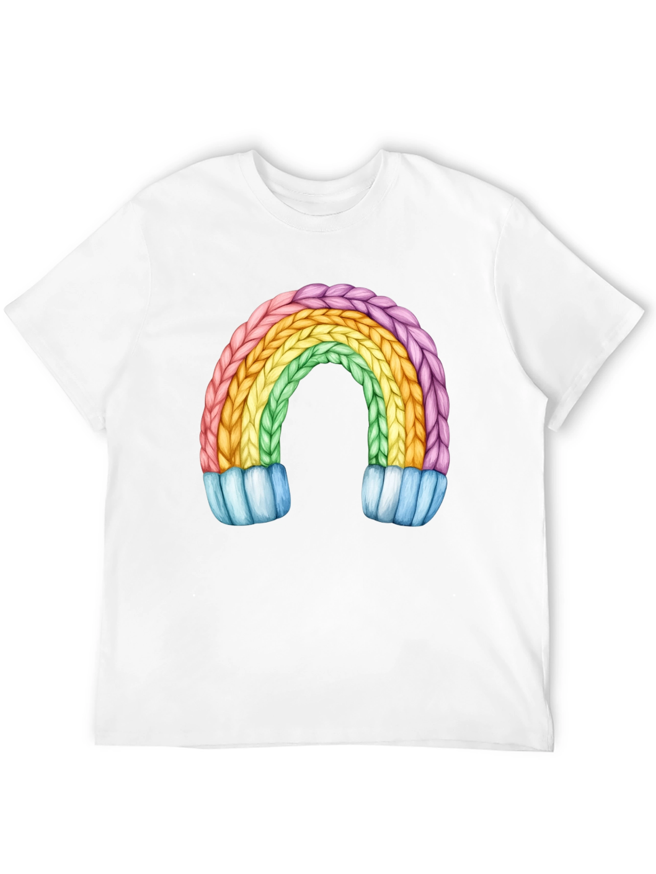 Rainbow Knit Design Black T-Shirt