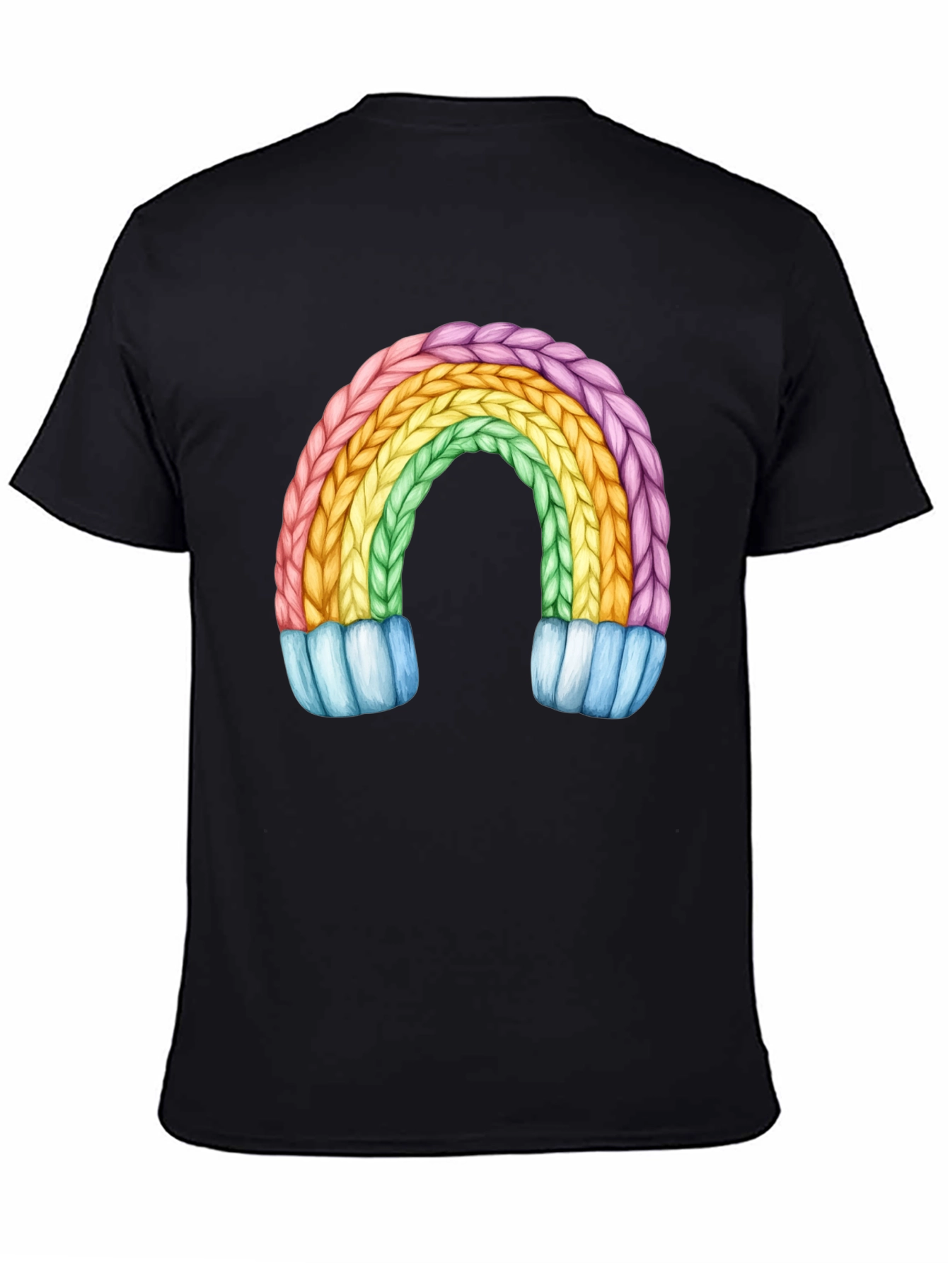 Rainbow Knit Design Black T-Shirt