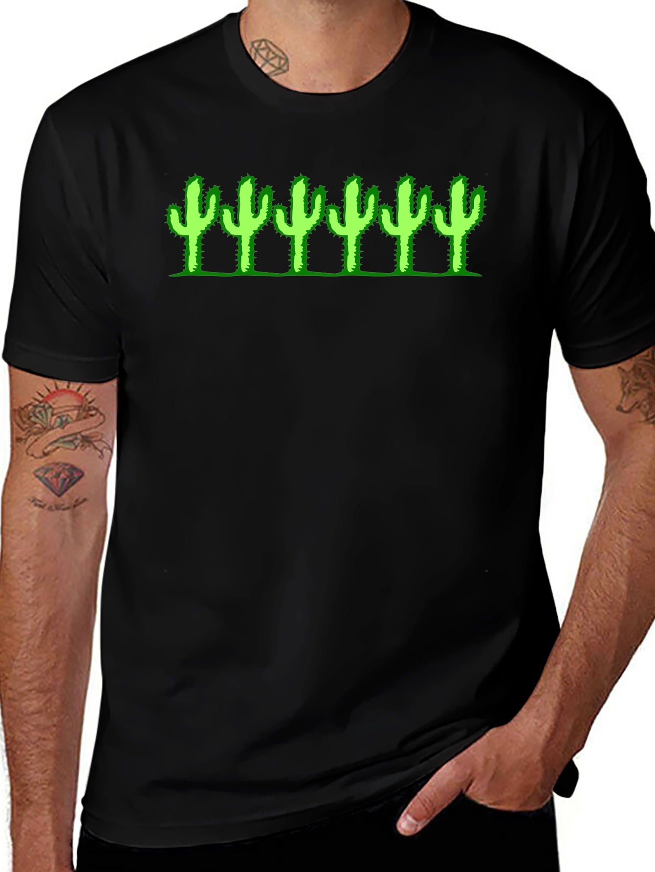 Cactus Graphic Tee - Black Cotton T-Shirt