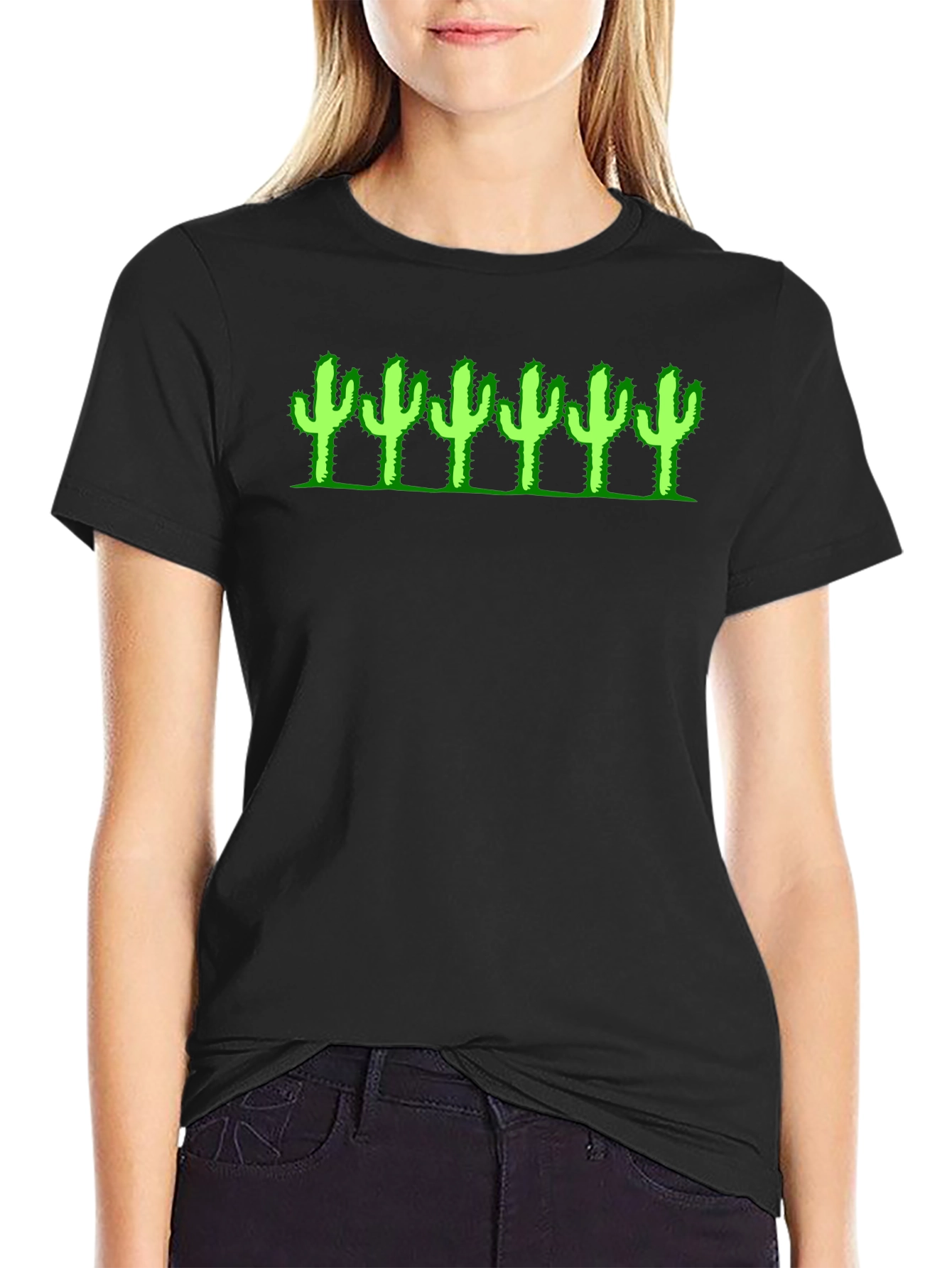 Cactus Graphic Tee - Black Cotton T-Shirt