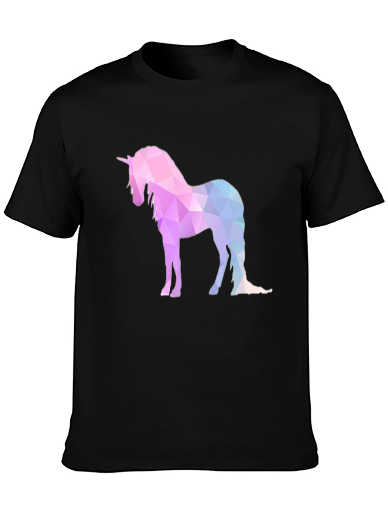 Geometric Unicorn Graphic T-Shirt - Black