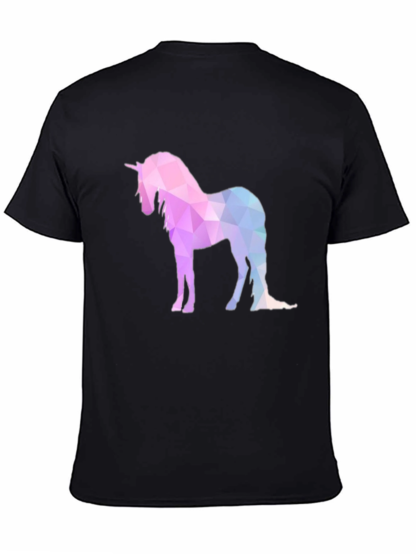 Geometric Unicorn Graphic T-Shirt - Black