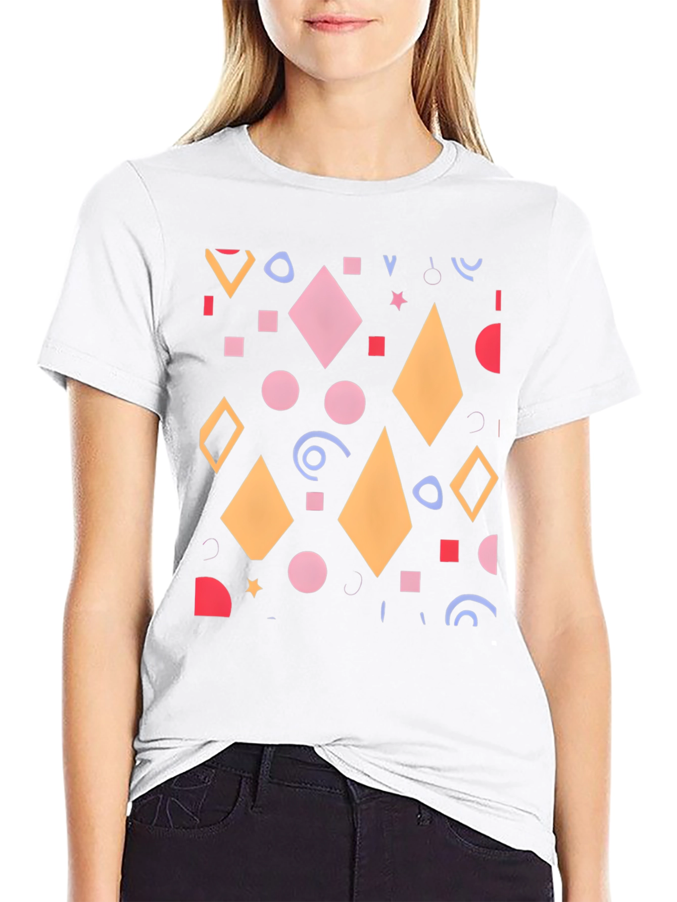 Geometric Patterned Black T-Shirt