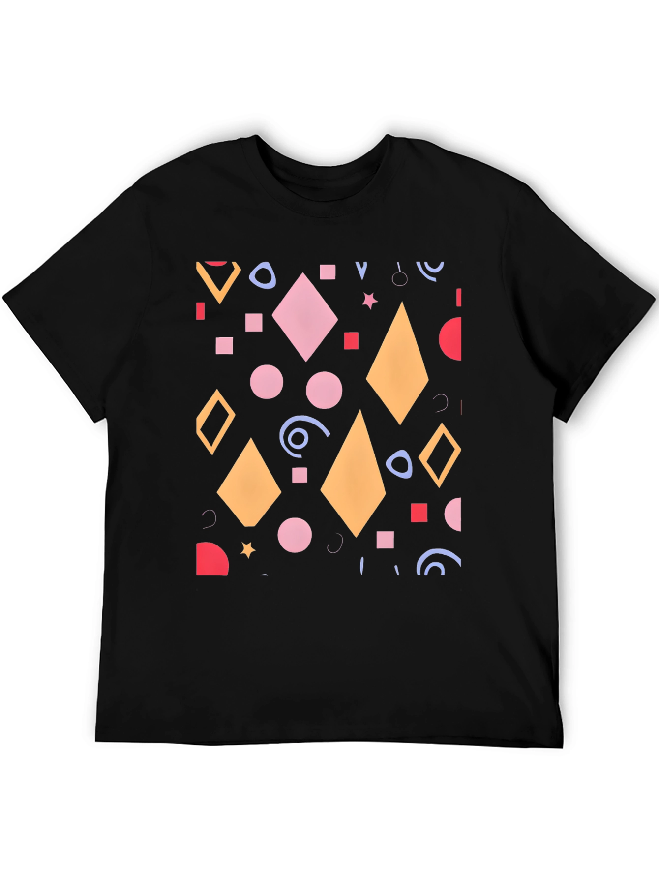 Geometric Patterned Black T-Shirt