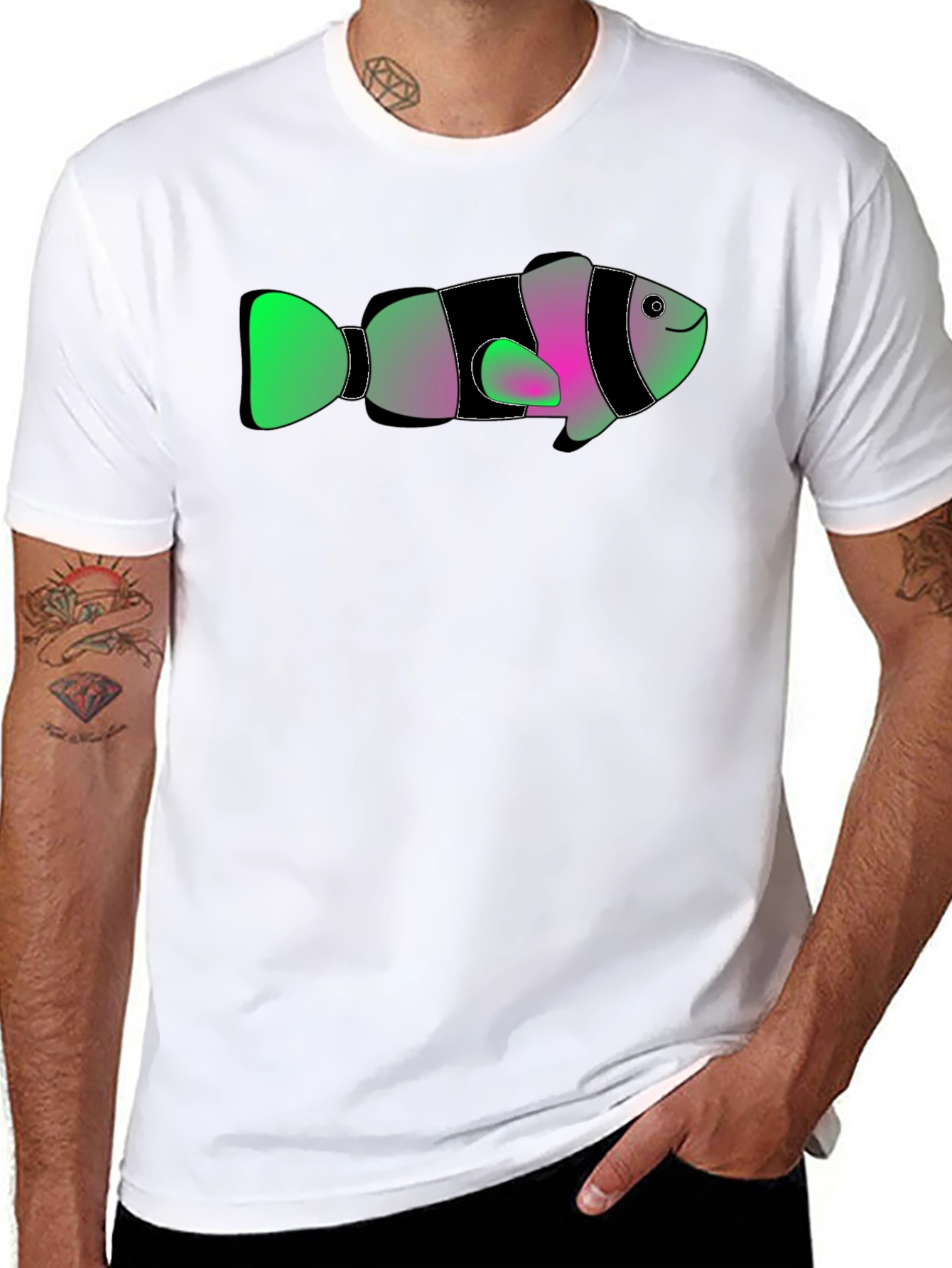 Funky Fish Graphic Tee - Soft Black Cotton T-Shirt