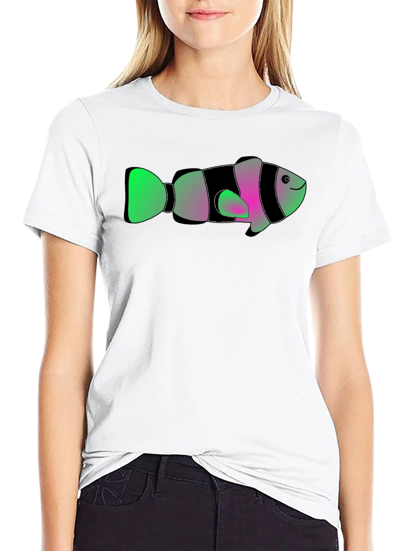 Funky Fish Graphic Tee - Soft Black Cotton T-Shirt