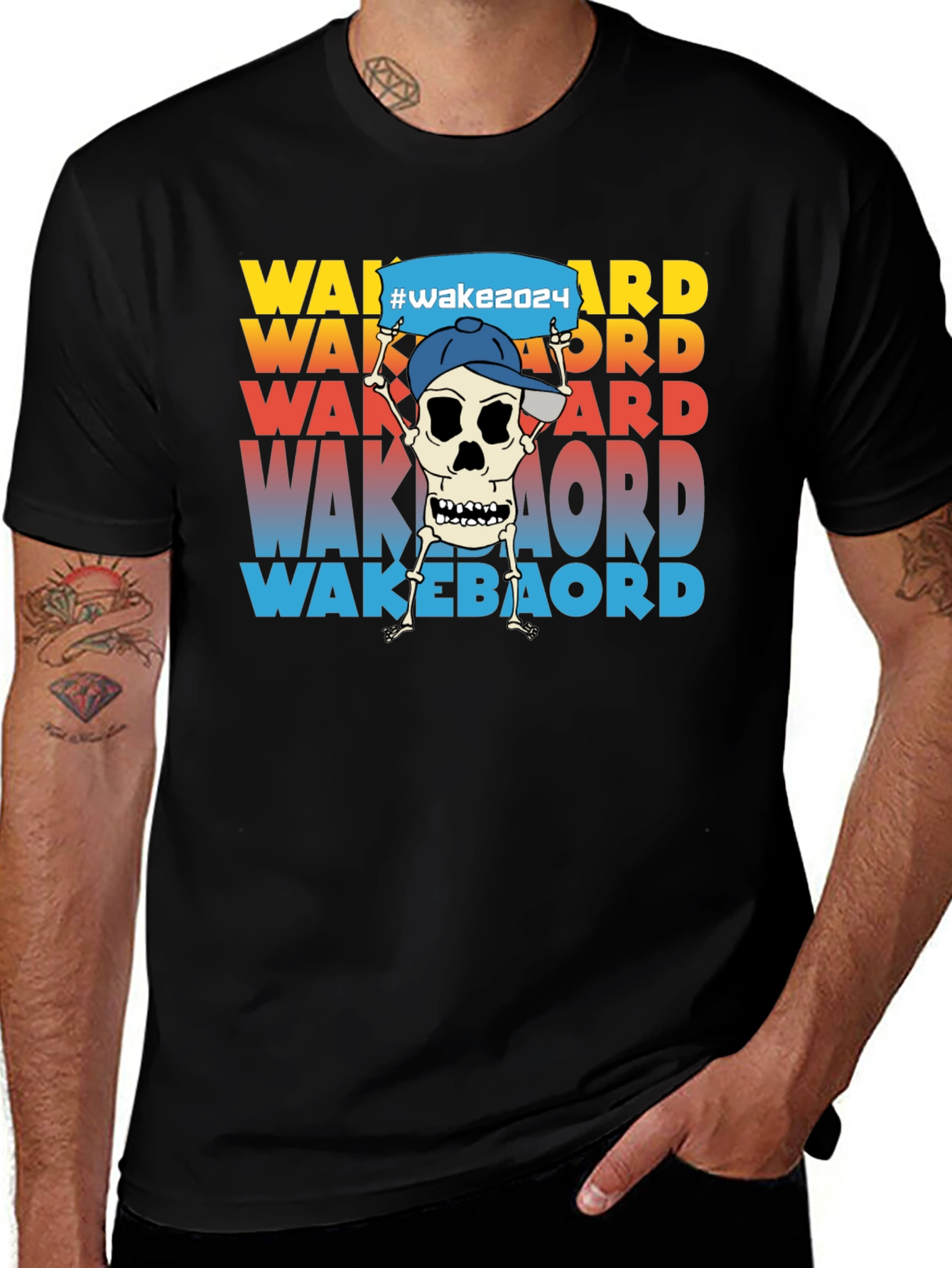 Wakeboard Skeleton Graphic T-Shirt - Unisex Tee