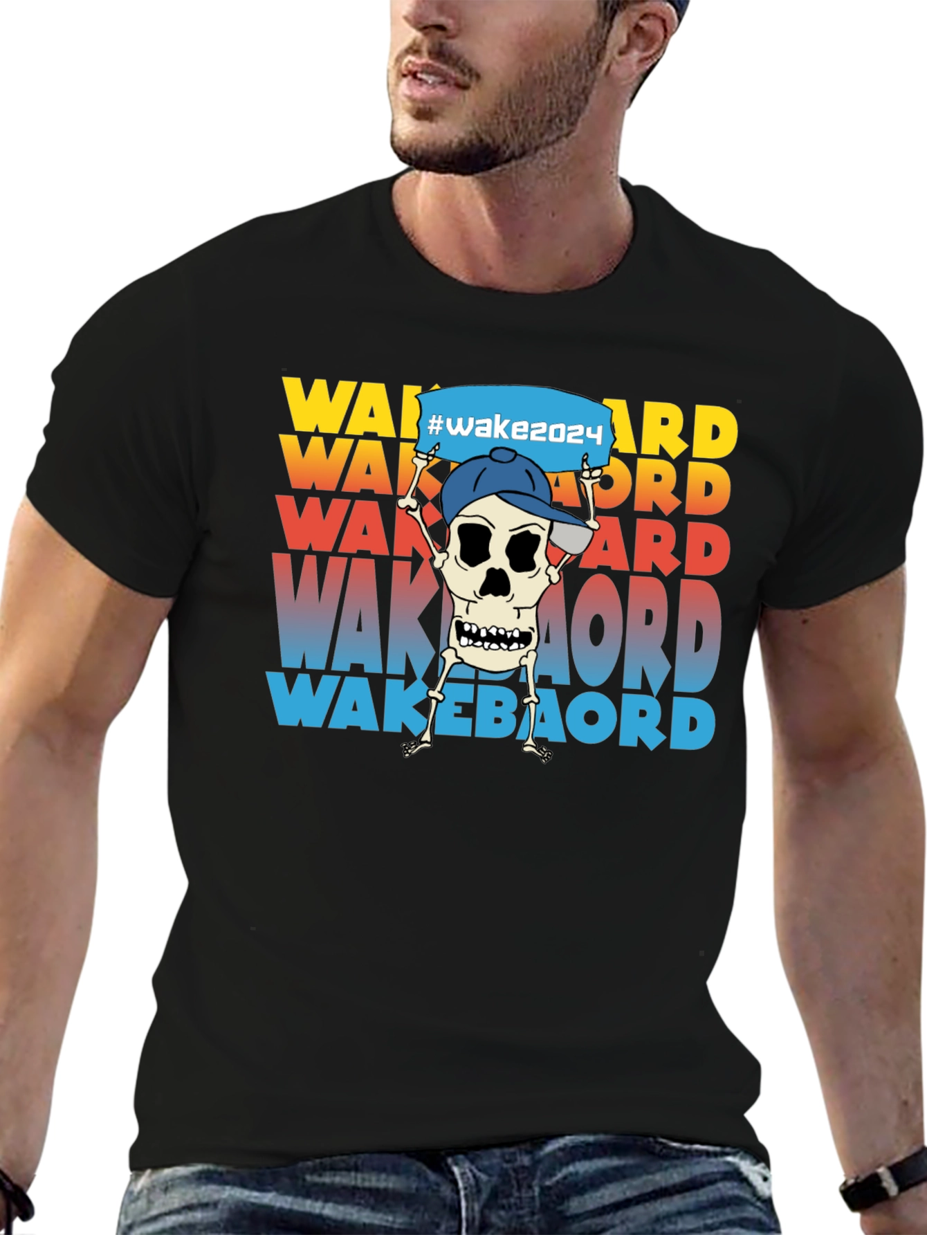 Wakeboard Skeleton Graphic T-Shirt - Unisex Tee