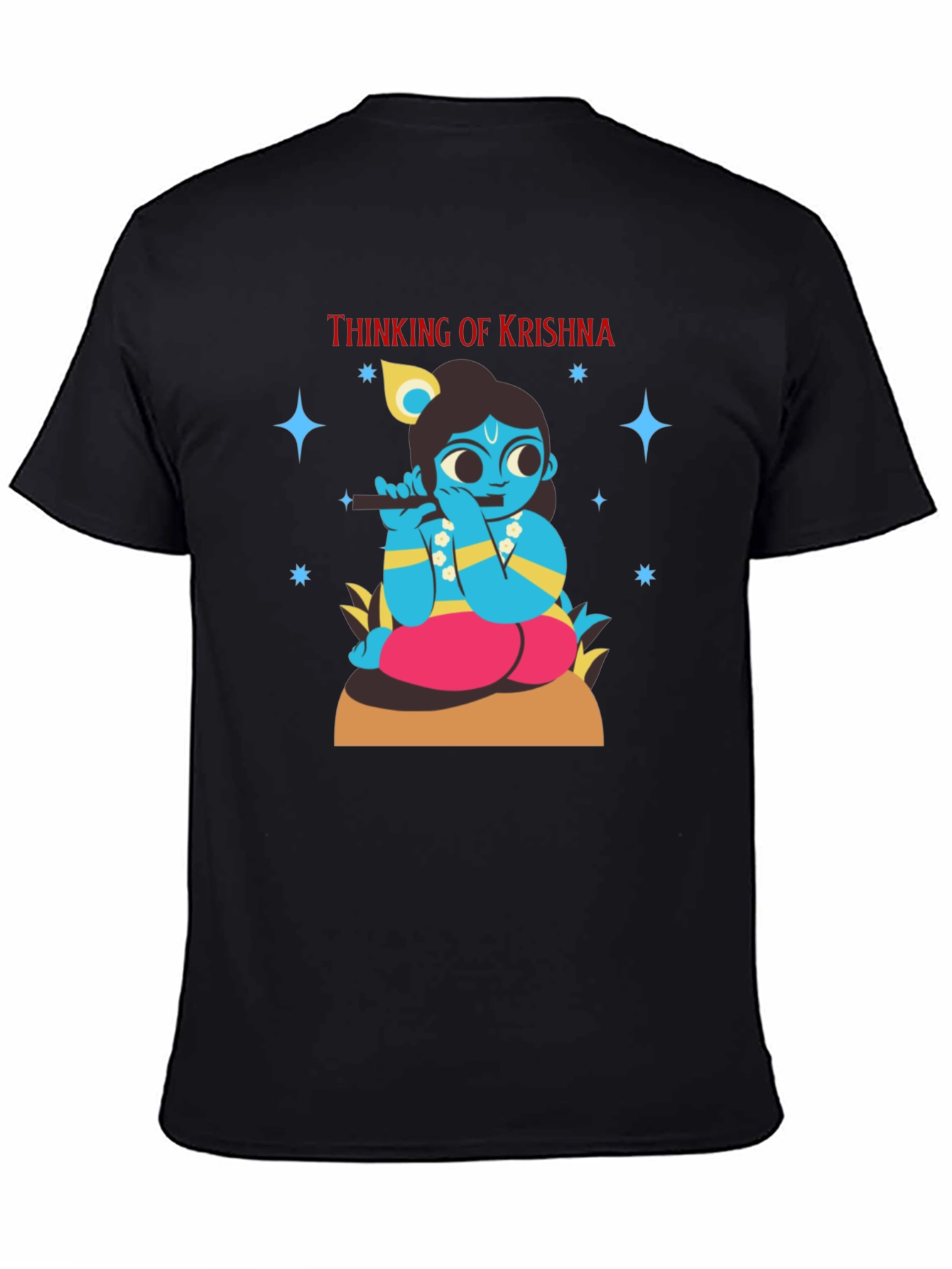 Thinking of Krishna T-Shirt Black Cotton Blend