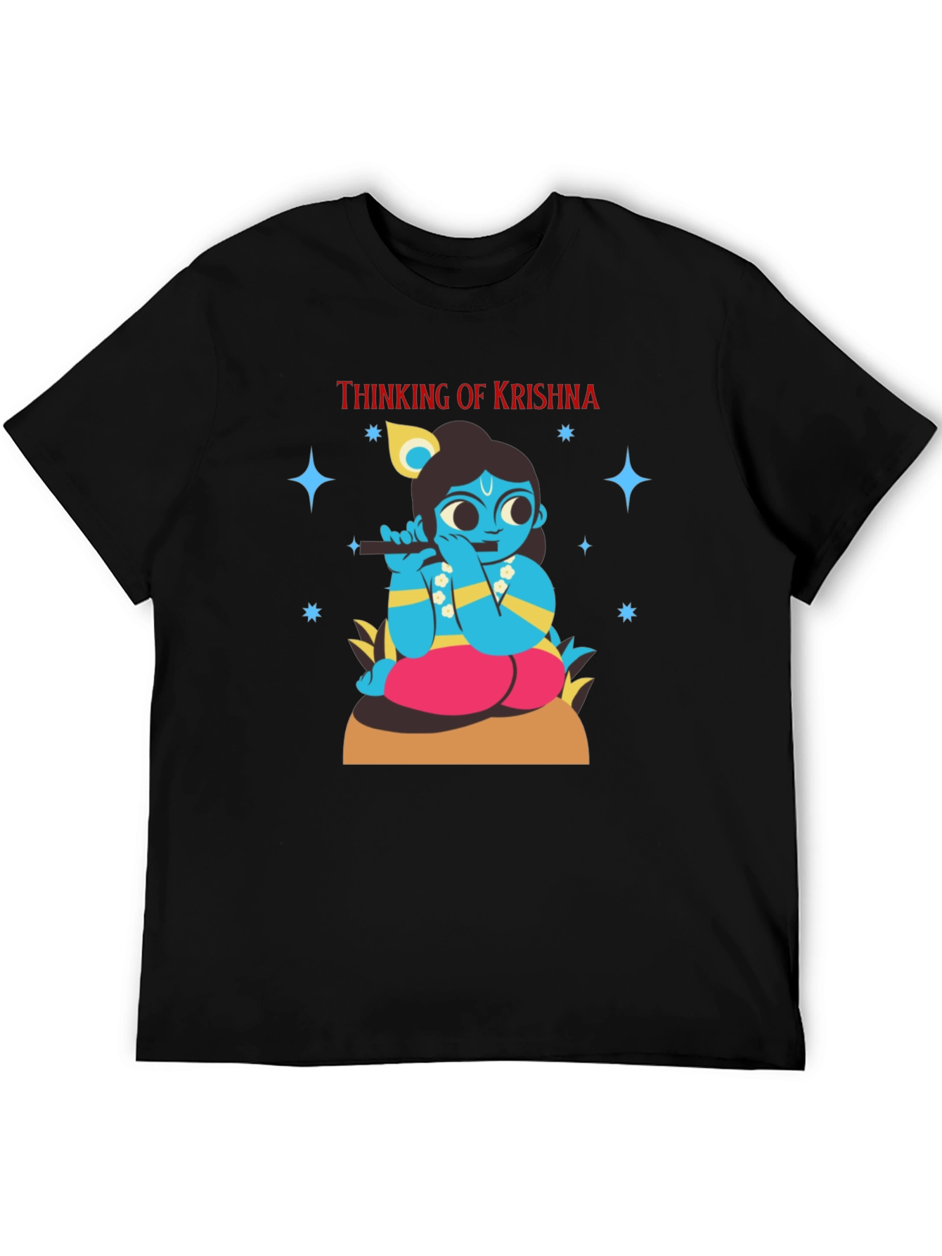 Thinking of Krishna T-Shirt Black Cotton Blend