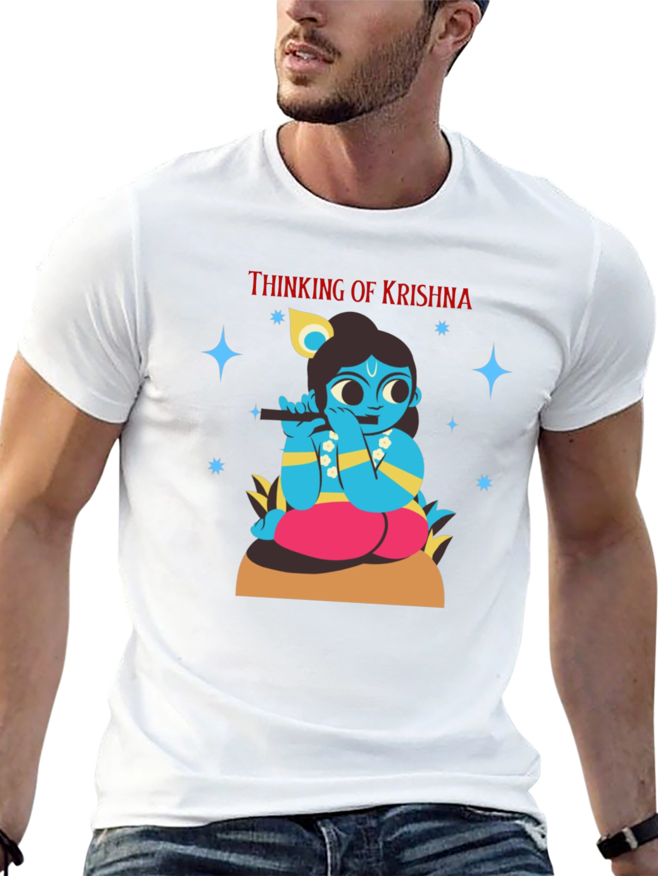 Thinking of Krishna T-Shirt Black Cotton Blend