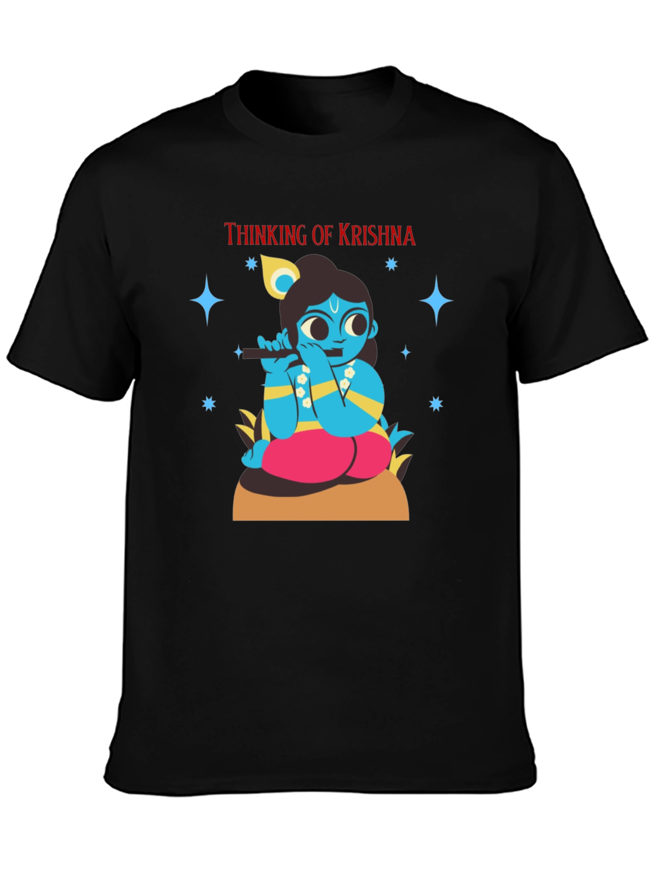 Thinking of Krishna T-Shirt Black Cotton Blend