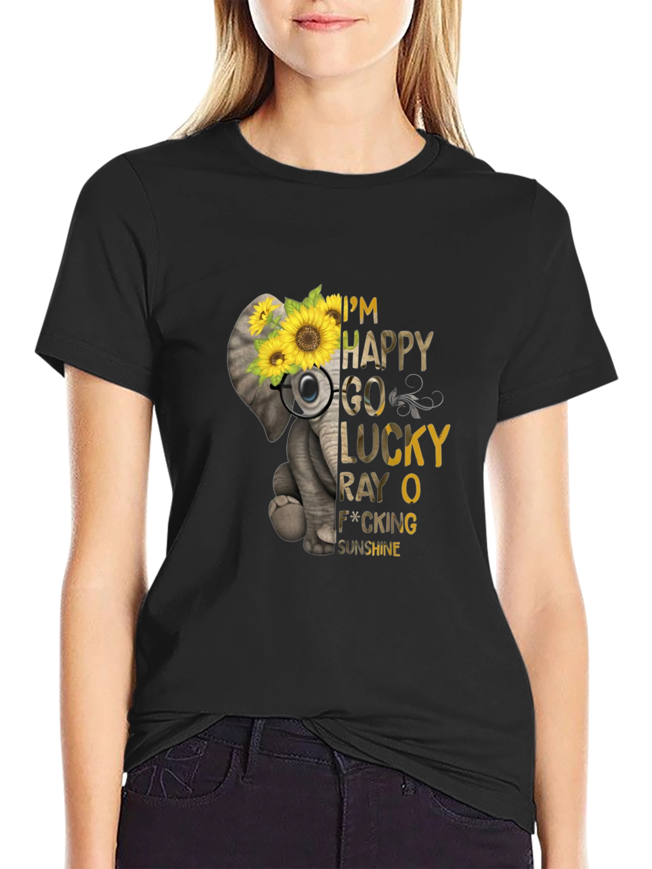 Elephant Sunflower Graphic Tee -  Lucky Sunshine T-Shirt