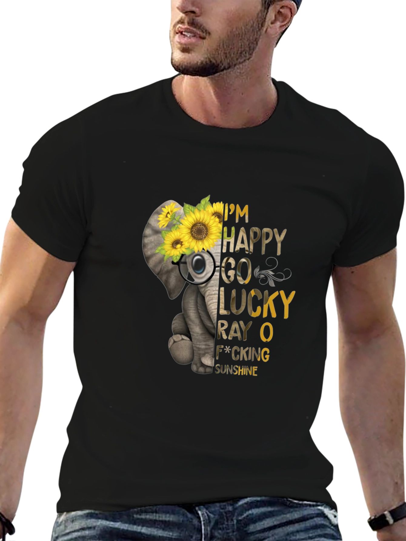 Elephant Sunflower Graphic Tee -  Lucky Sunshine T-Shirt