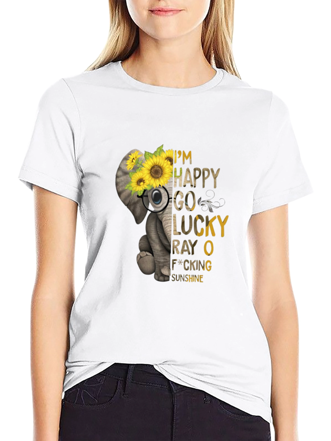 Elephant Sunflower Graphic Tee -  Lucky Sunshine T-Shirt