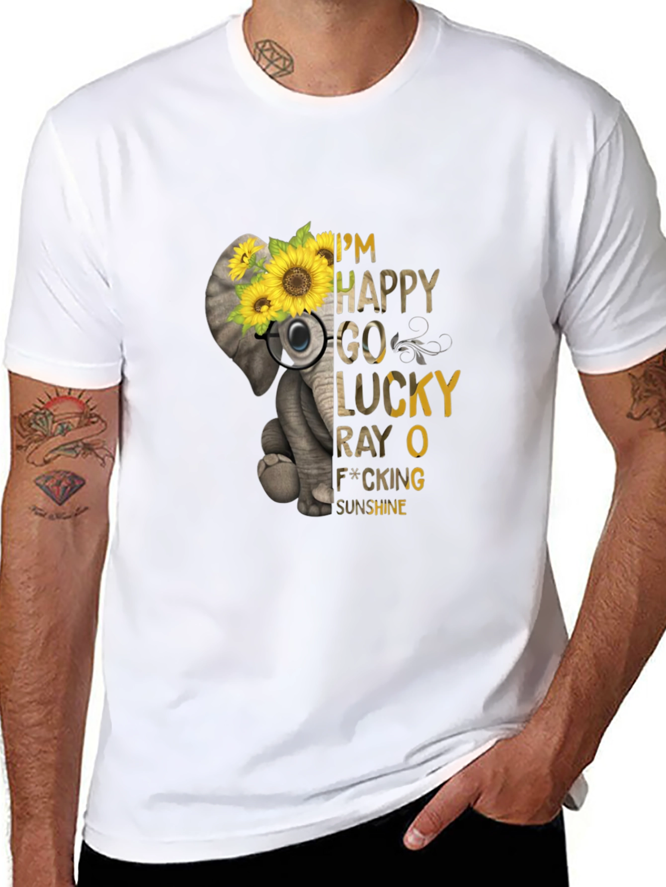 Elephant Sunflower Graphic Tee -  Lucky Sunshine T-Shirt