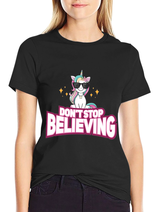 Unicorn Believe T-Shirt - Black Crew Neck