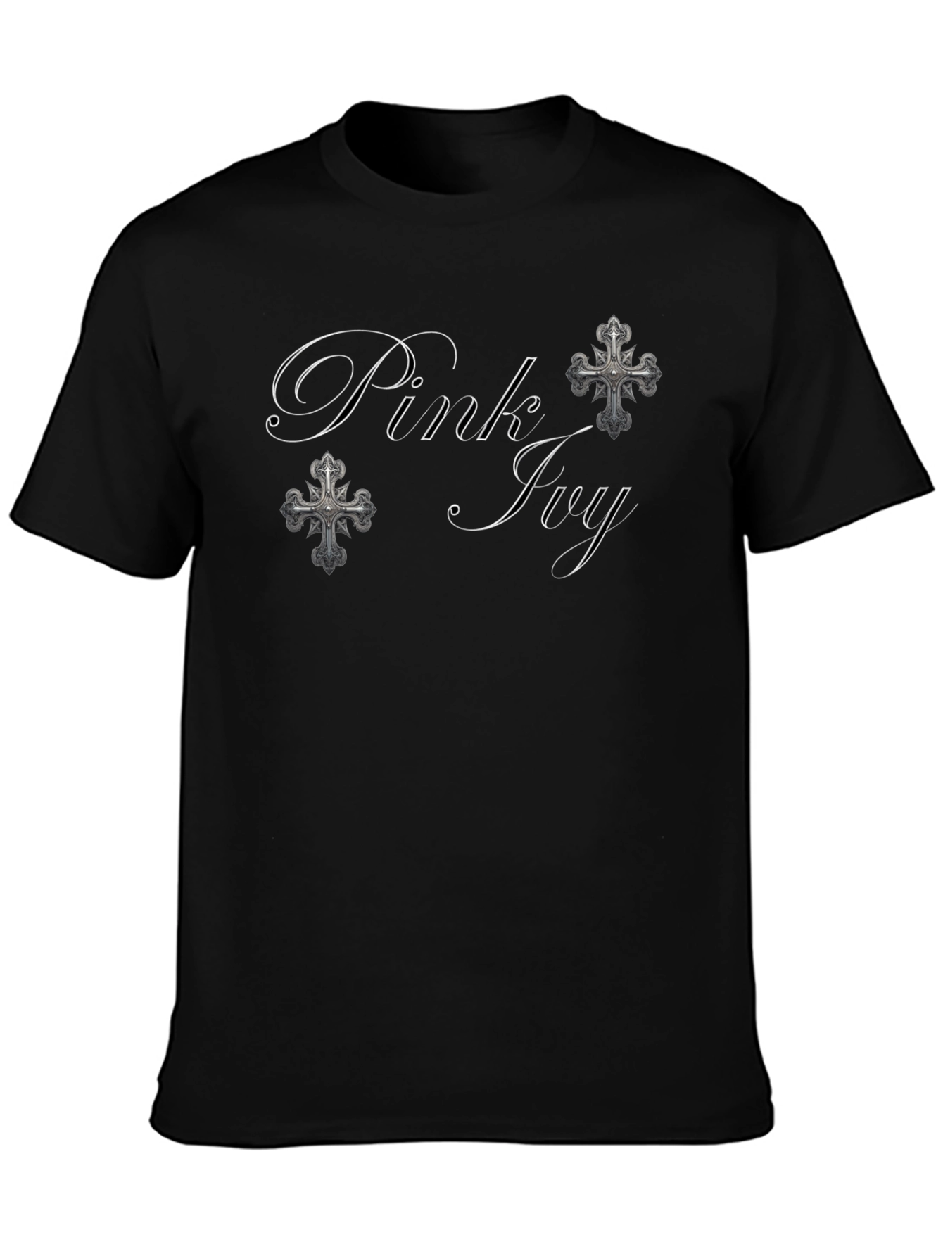 Pink Ivy Gothic Black T-Shirt
